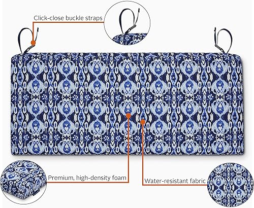 Miniatura 4 de Classic Accessories Vera Bradley by Classic Accessories - Cojín para banco de patio, resistente al agua, 54 x 18 x 3 pulgadas, Ikat Island, cojines