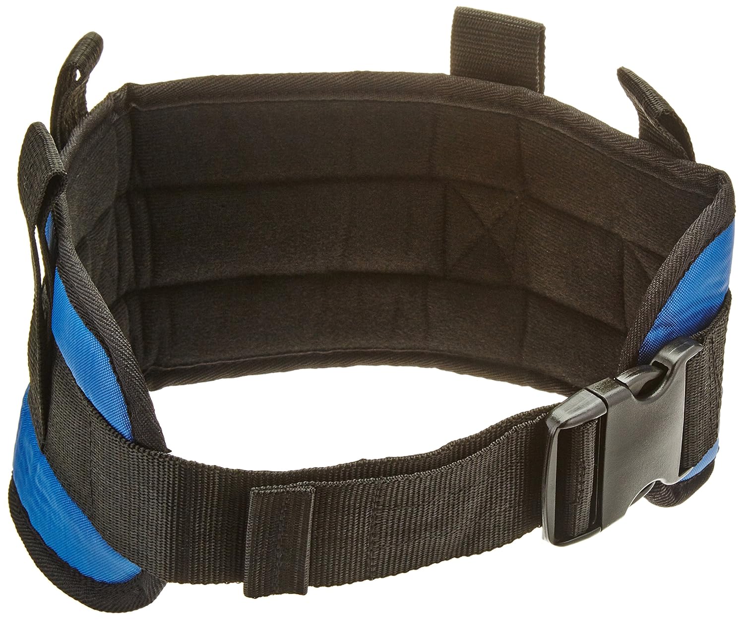 Sammons Preston Padded Gait Belt with Handles, 5.5″ Wide Transfer Belt with 4 Loops & Quick Release Buckle, Limited Mobility Aid Belt for Patient Transfer & Care, Blue, Small Belt Fits 24″-30″ Waist
