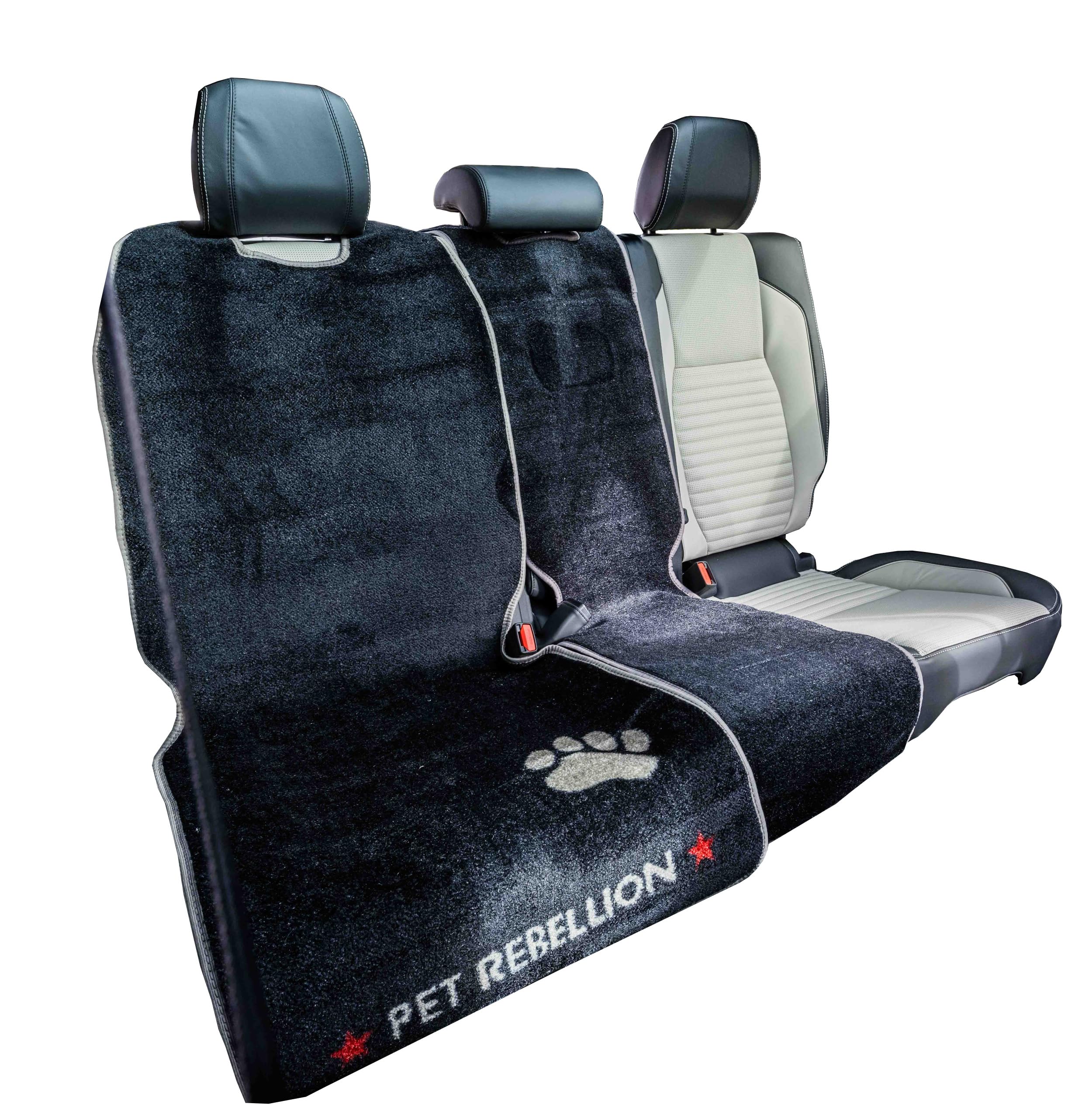 Pet Rebellion Backseat Cover Half Set | Universal, Absorbent, Non-Slip, Scratch-Proof, Washable Car Seat Protector for Dogs & Cats | Includes 1 Car Seat Carpet (140 x 57 cm) & 1 Slim Seat Carpet