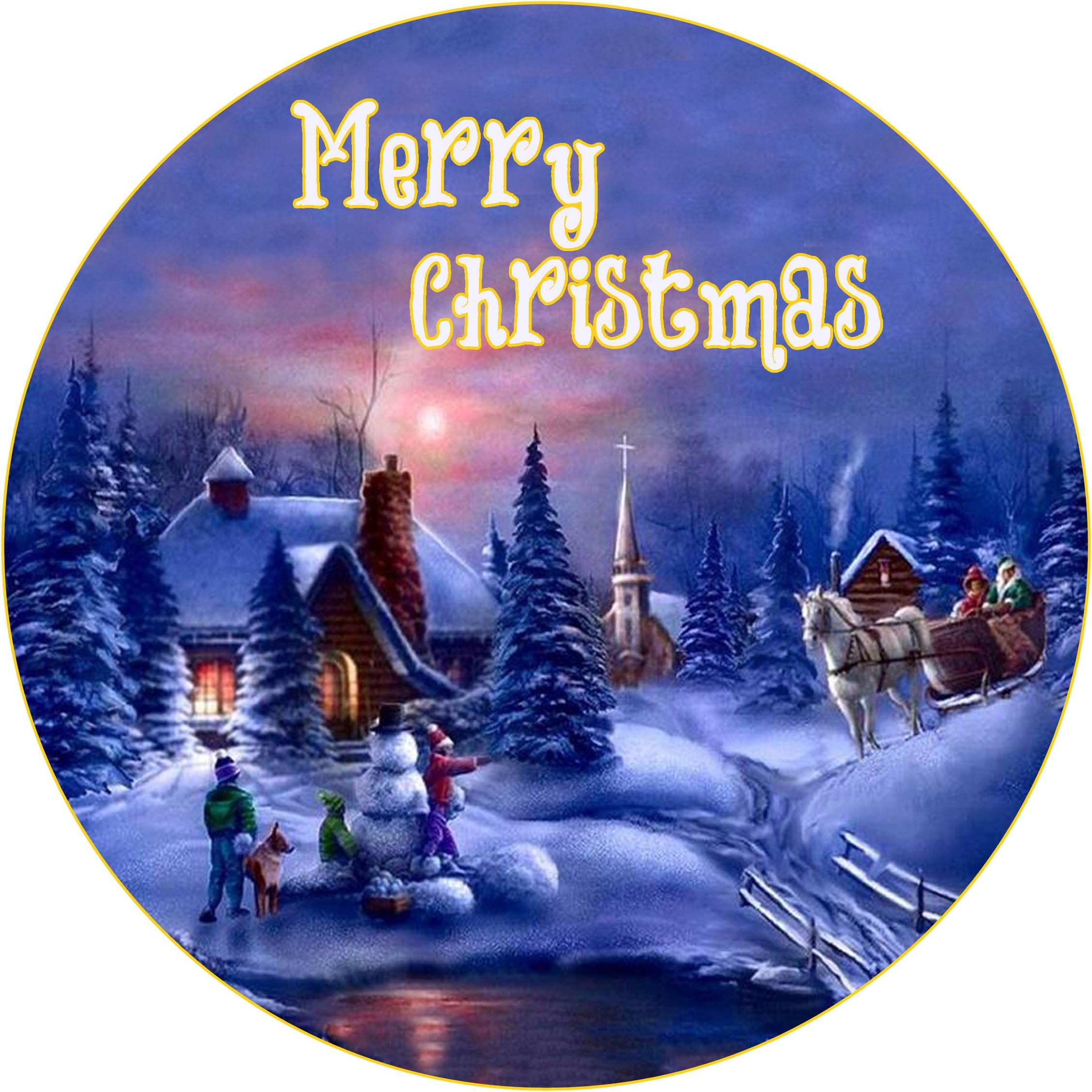 Christmas Cake Topper 7.5 inch round edible fondant