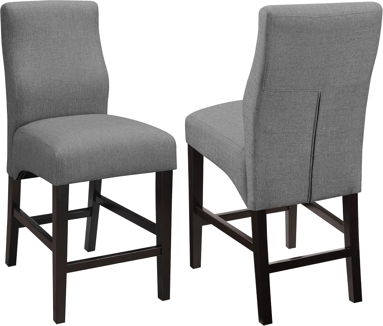 Coaster Home Furnishings - Mulberry - Fabric Upholstered Counter Height Chairs (Set of 2) - High Back, Padded Seat and Back, Footrest - Dining Room & Kitchen - Grey - 102855