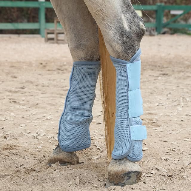 Foto 4 de 6 de LEAFOREST Juego de 4 botas de mosca de caballo, protección antideslizante para patas de burro, mini pony