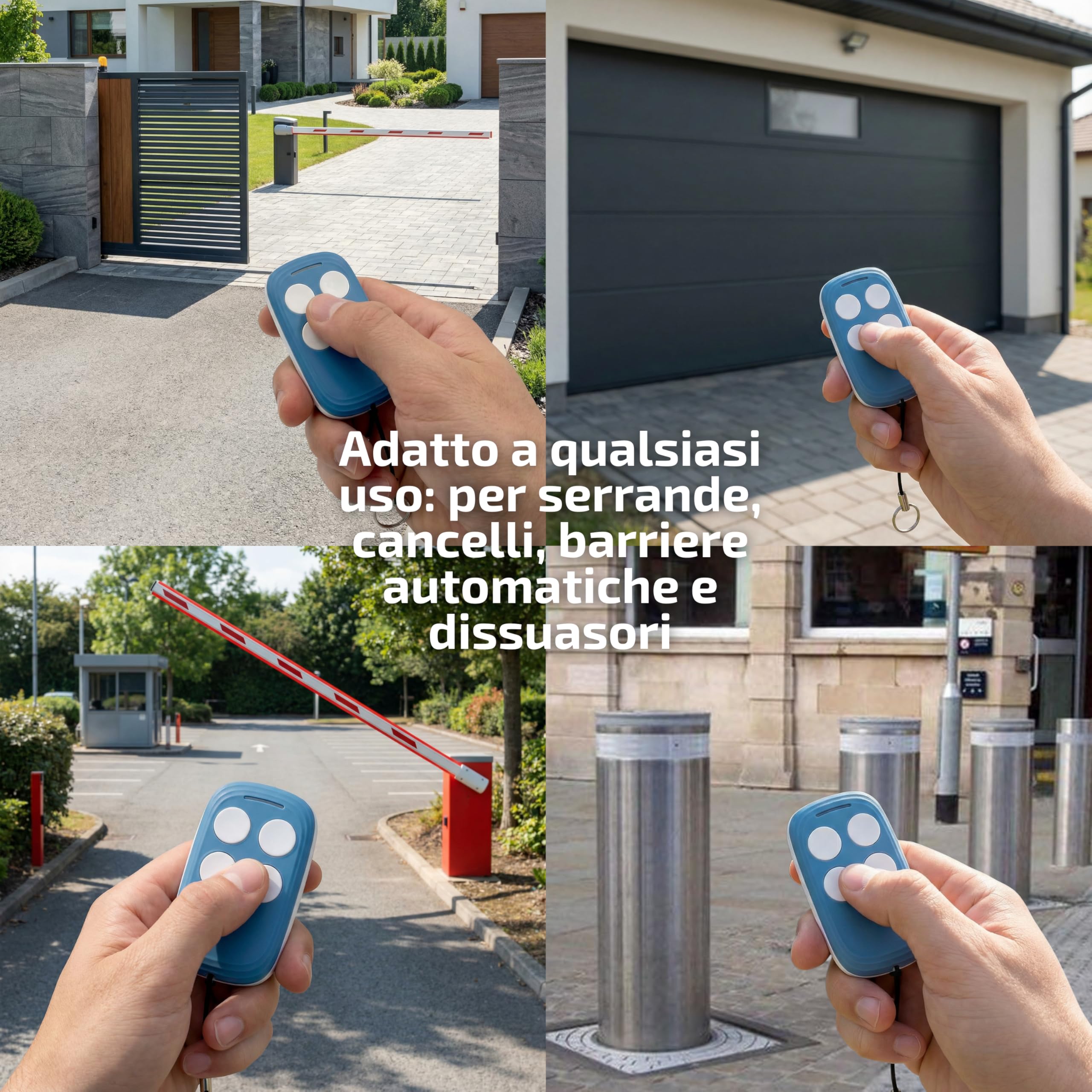 Quick 4in1 - Telecomando Universale di ricambio per FAAC, BFT, CAME, V2 e tutti gli universali | Duplica Fino a 4 Telecomandi | Per Cancelli, Garage, Serrande, Sbarre automatiche - 5