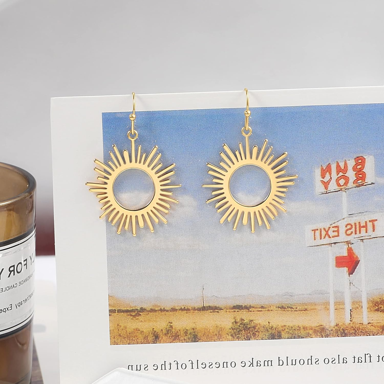 18K Gold Dangle Drop Earrings Small Round Disc Dangle Sun Hoop Earrings for Women Simple Minimalist Jewelry for Girls - Image 7