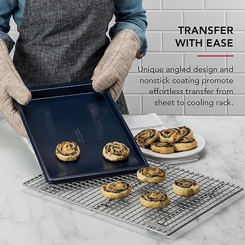 Miniatura 3 de KitchenAid Hoja de hornear antiadherente aluminizada de acero, 10x15 pulgadas, Azul Tinta