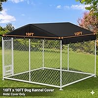 Vista 2 de Cubierta para perrera para perros al aire libre, 10'Dx10'W, resistente a los rayos UV, impermeable, cobertura completa para perrera de perro
