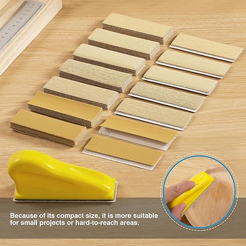 Miniatura 6 de Kit de lijadora manual de 70 piezas, 1 paquete de herramientas de lijado de mango de detalle y papel de lija 80120150180220240400 para manualidades