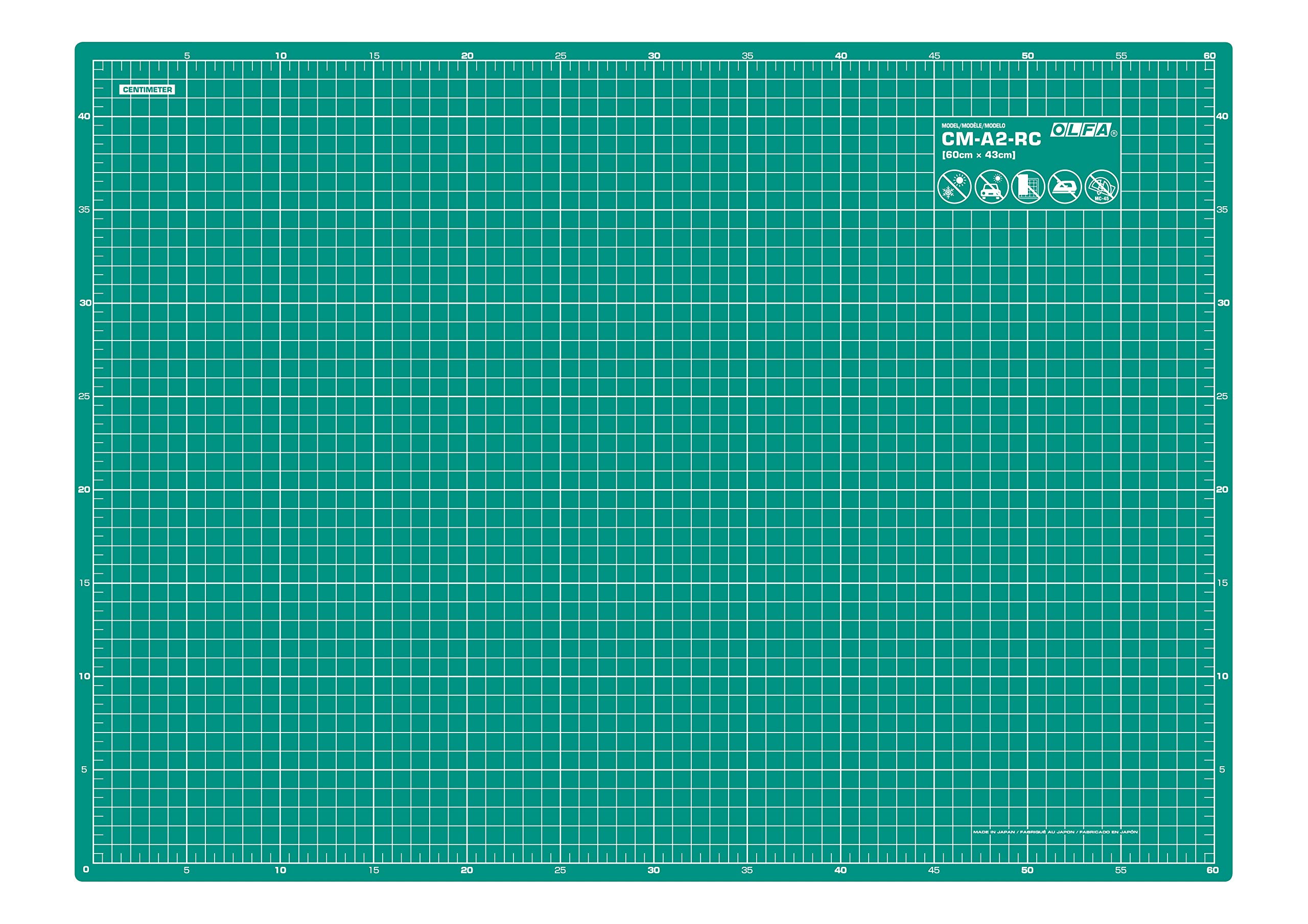 Olfa Cutting Mat with cm/Inch Measurements Different Sizes, DEHP- Thickness 2.0 mm (cm), Size 60 x 45 cm
