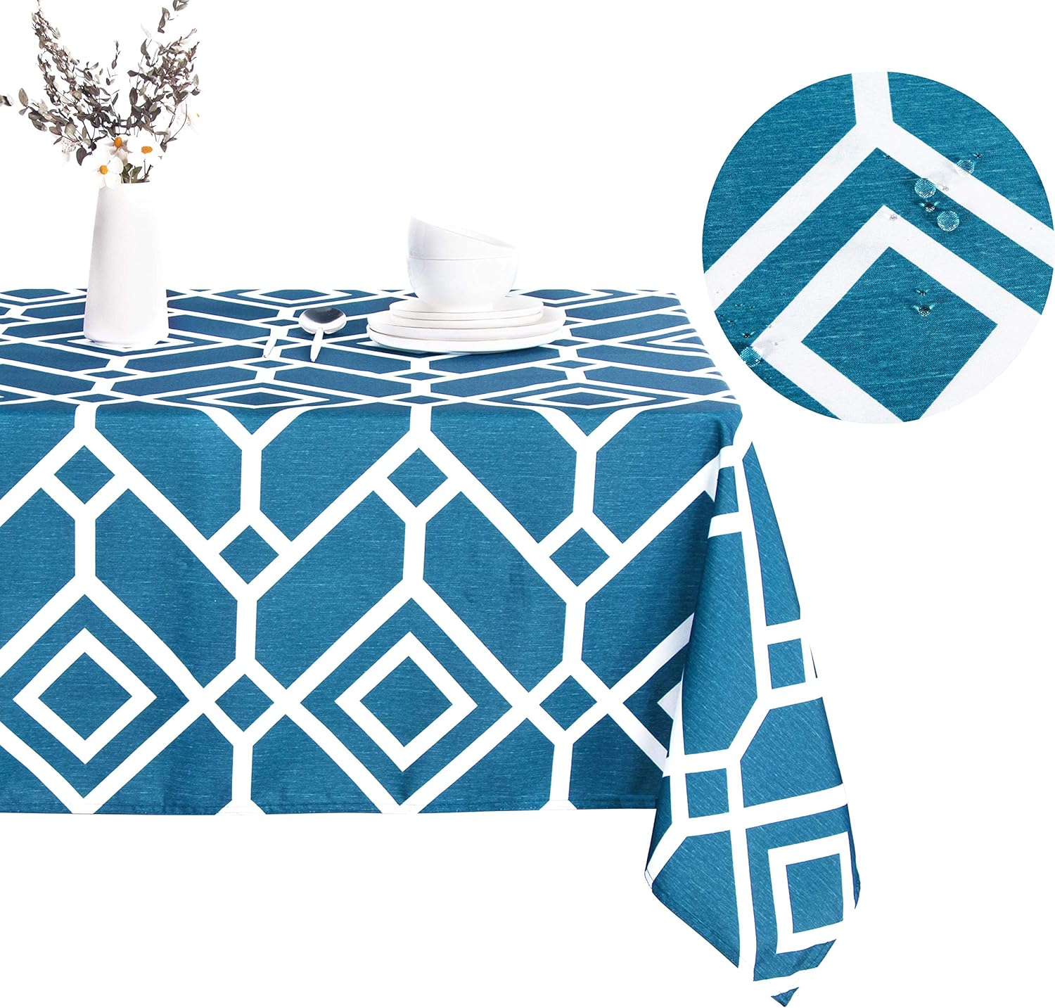 LUSHVIDA Moroccan Square Table Cloth, 54 x 54 Teal