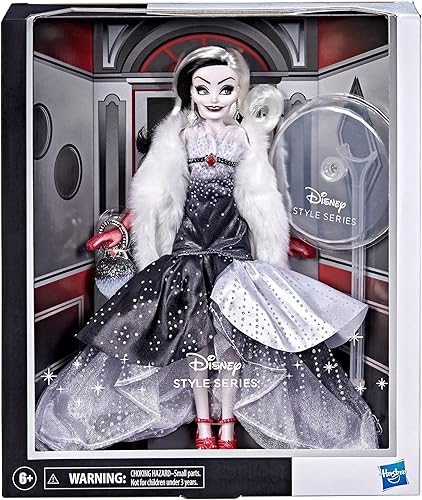 Miniatura 3 de Disney Princess Style Series Cruella De Vil, Muñeca de moda de estilo contemporáneo con accesorios, juguete coleccionable para niñas de 6 años en