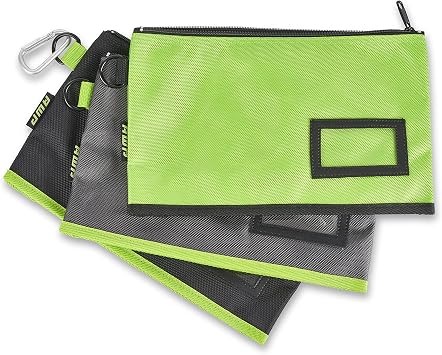 AWP Heavy Duty Utility Pouches, Tool Pouches with Carabiner Hooks, Tool Belt Accessory, Pack of 3