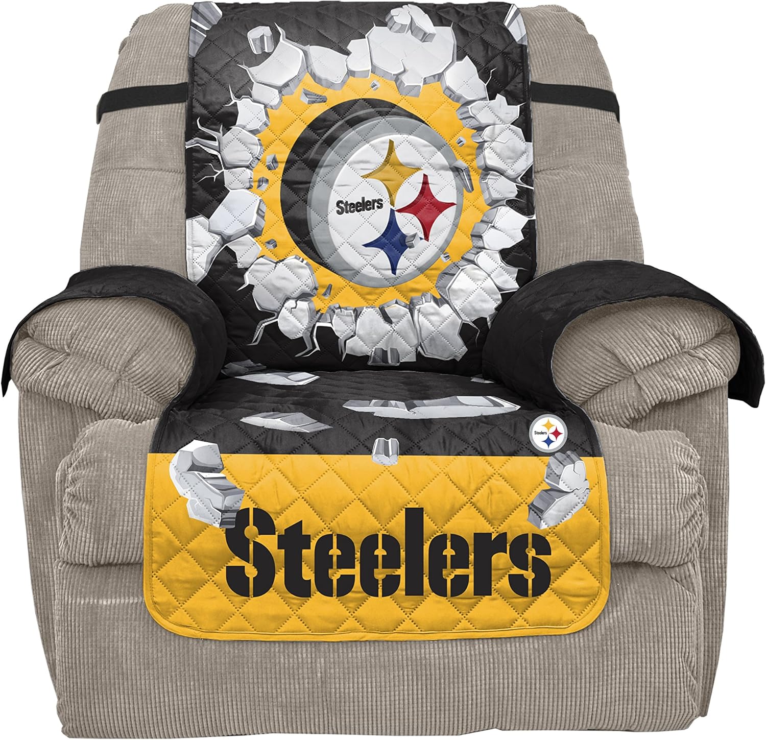 NFL Pittsburgh Steelers Unisex Nflnfl Furniture Protector, Explosion Design, Black, Recliner