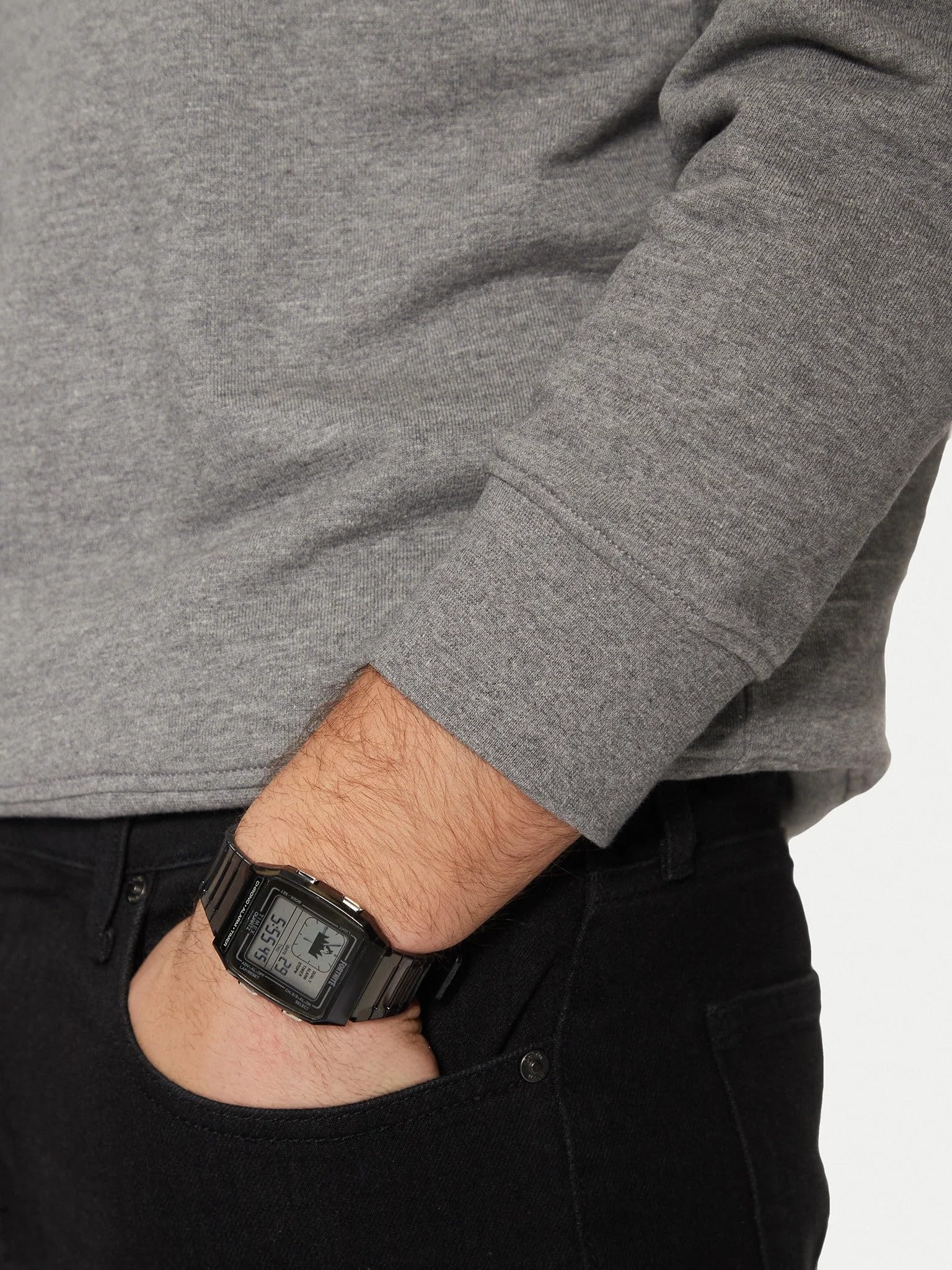 Timex Męski cyfrowy zegarek kwarcowy z plastikowym paskiem TW2W96500, Czarny, pasek