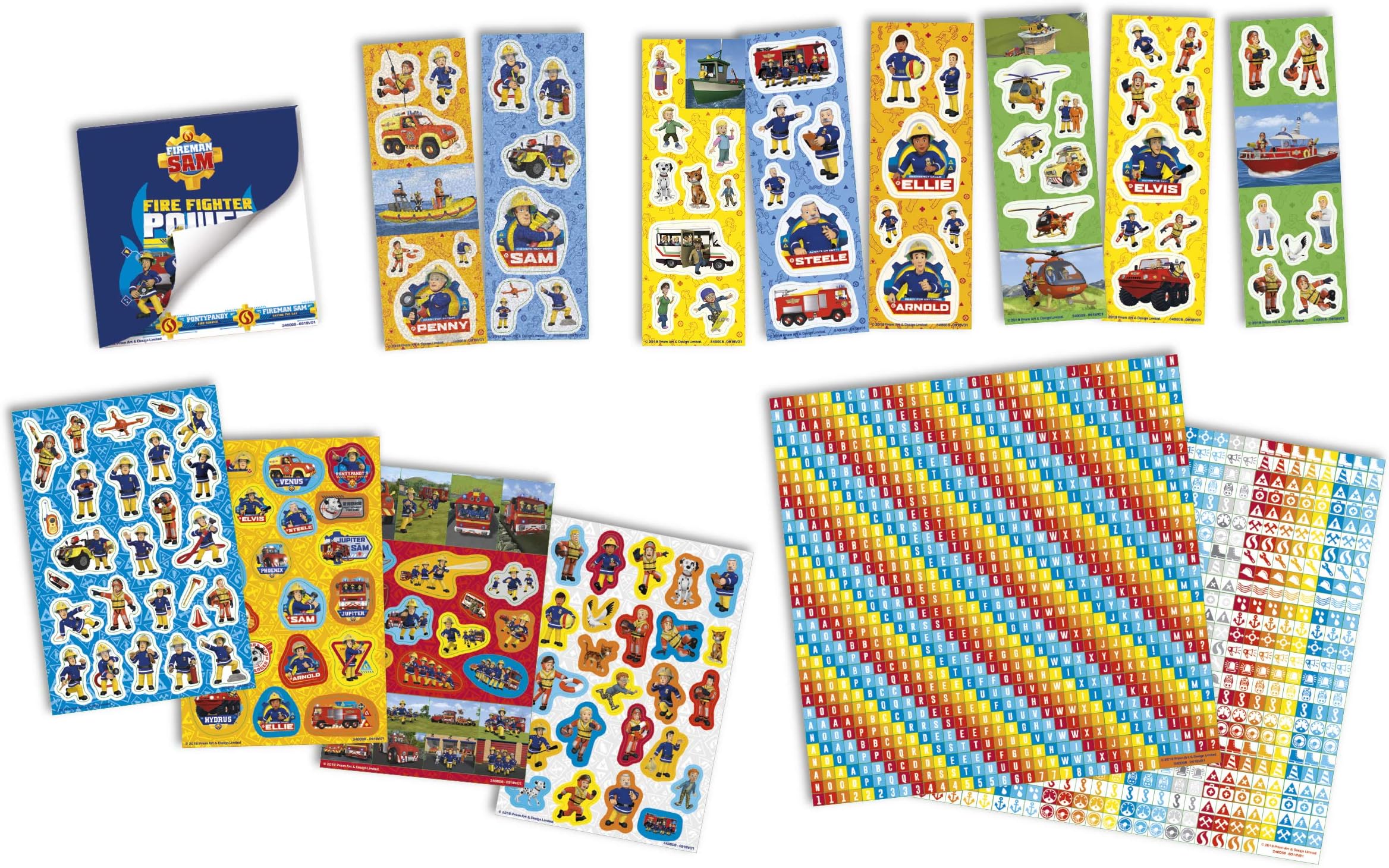 Creative Kit - Fireman Sam - Sticker Box 12R+2S+Bookl - Box of Stickers Over 1000 with Notebook