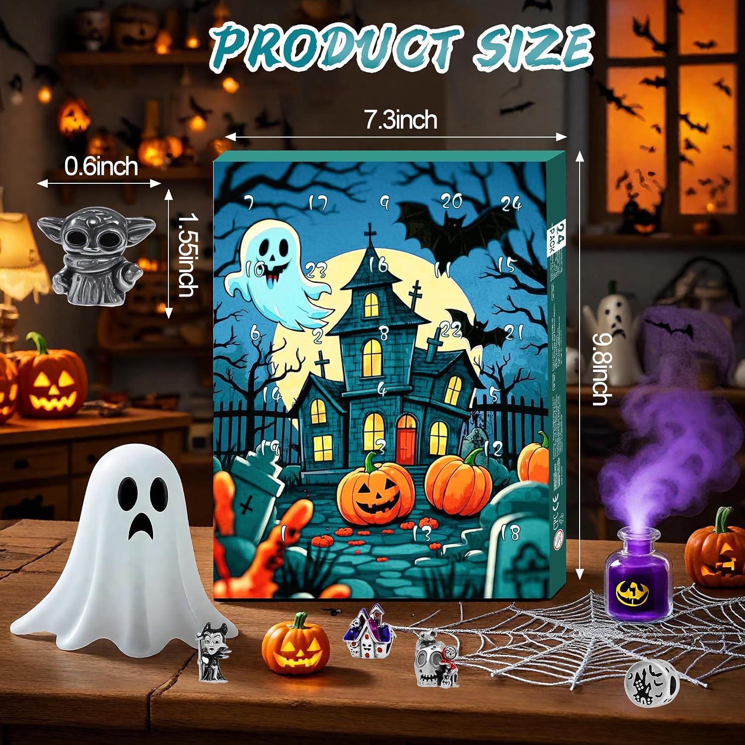 2026 Advent Calendar Halloween Christmas 24 Day Countdown Calendar with DIY Glow in the Dark & Cat's Eye Beaded Bracelet, Surprise Halloween Christmas Jewelry Gift for Kids Girls Daughter Niece Granddaughter