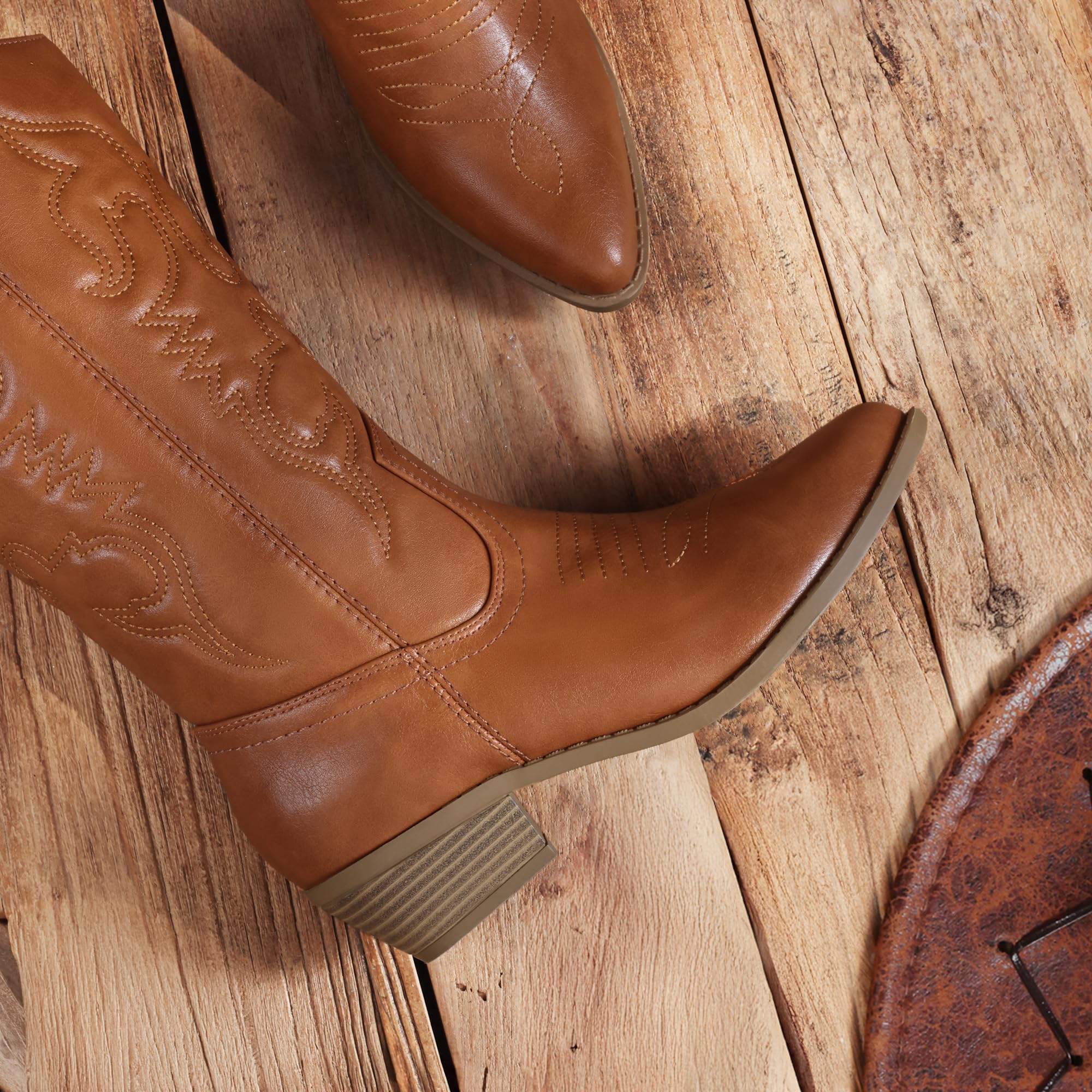 DREAM PAIRS Damskie wygodne zimowe buty westernowe, wodoodporne buty kowbojskie dla kobiet, piękne i stylowe buty na imprezę i postać