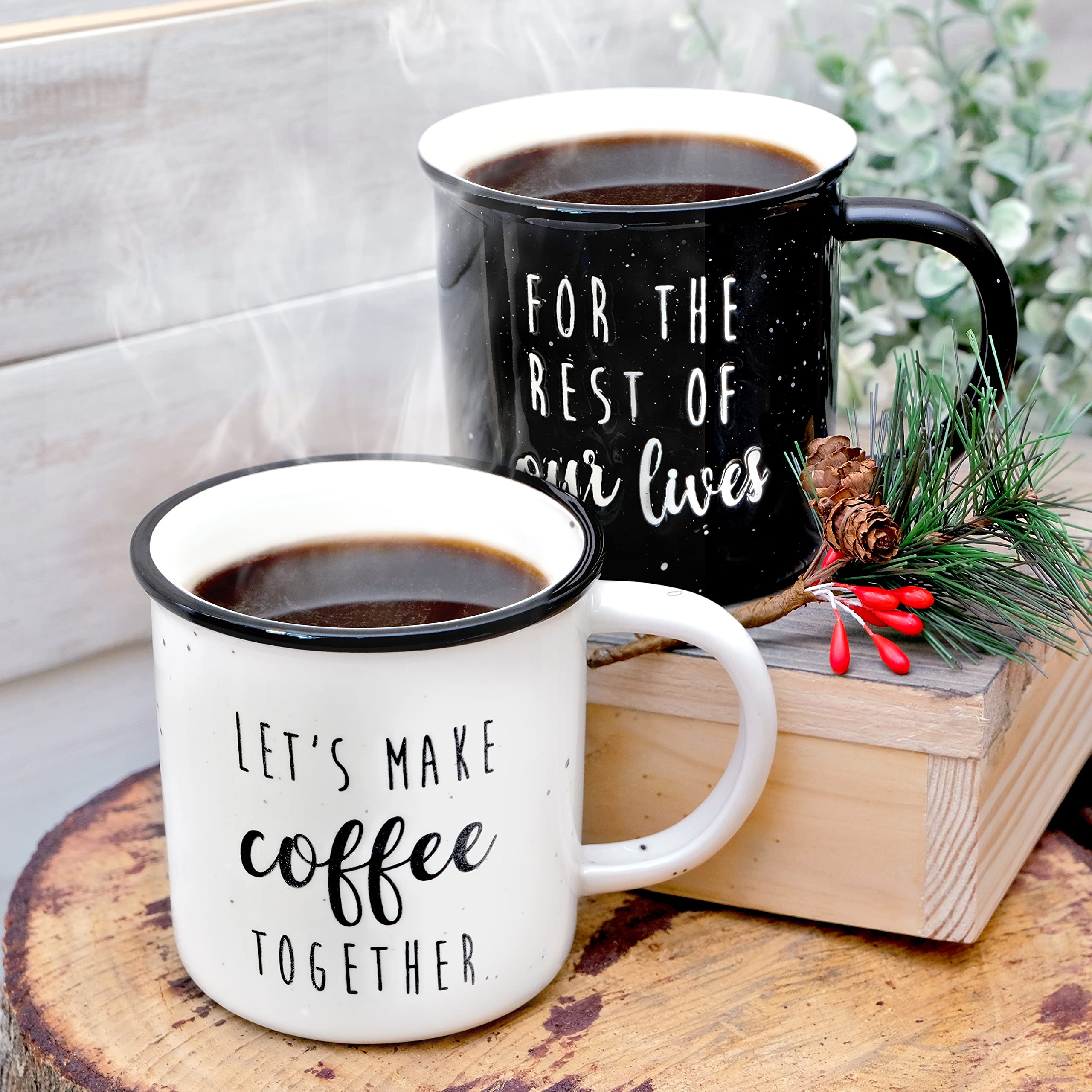 MAINEVENT Let's Make Coffee Together Couple Mug Set 11 Ounce, Married Couple Wedding Gift