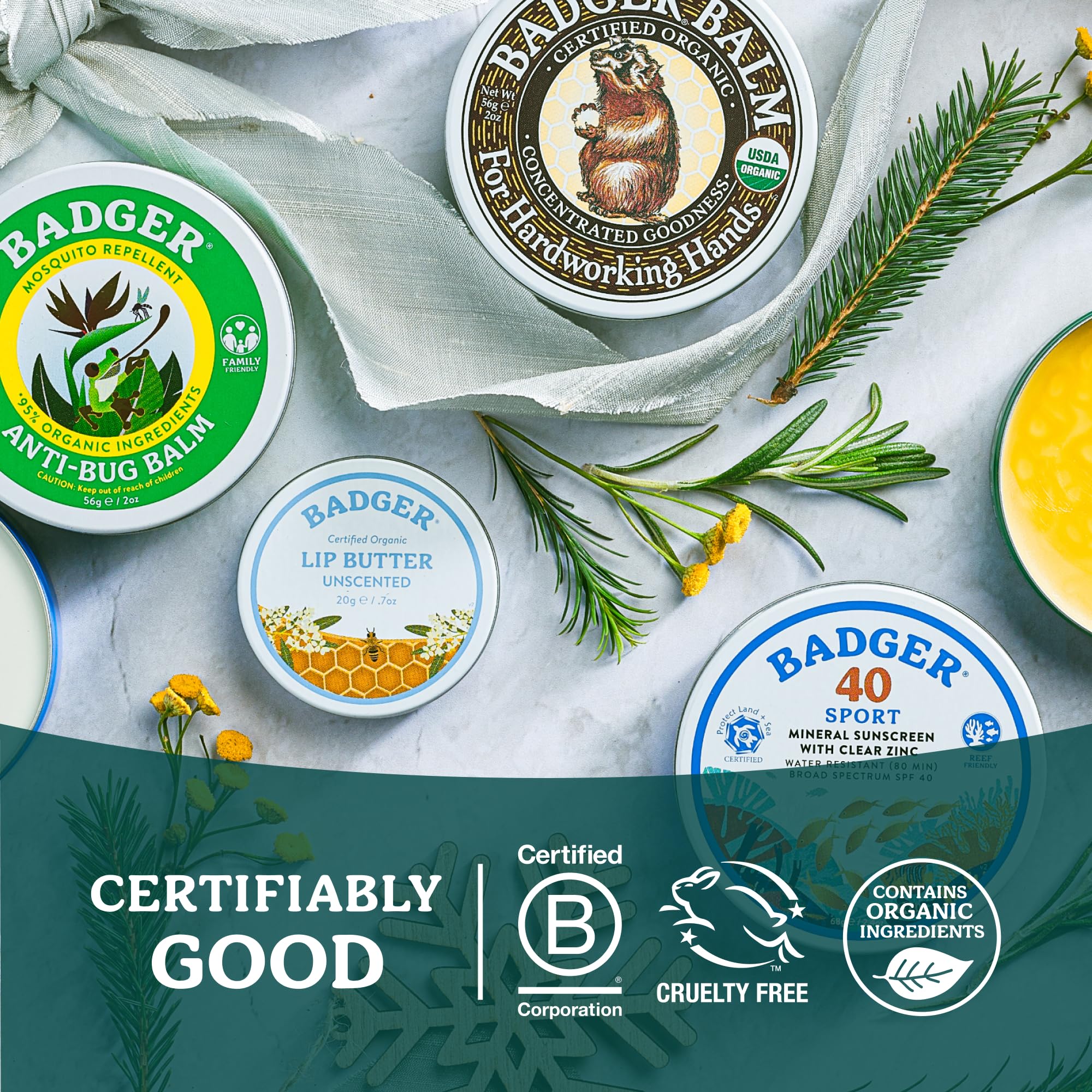 Badger Balm Unscented Organic Olive Oil & Beeswax Moisturizer, 2 oz Tin