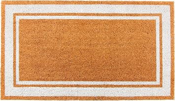 KAF Home Border Stripe Coir Doormat, Heavy-Duty, Weather Resistant, Non-Slip PVC Backing, Indoor and Outdoor Use