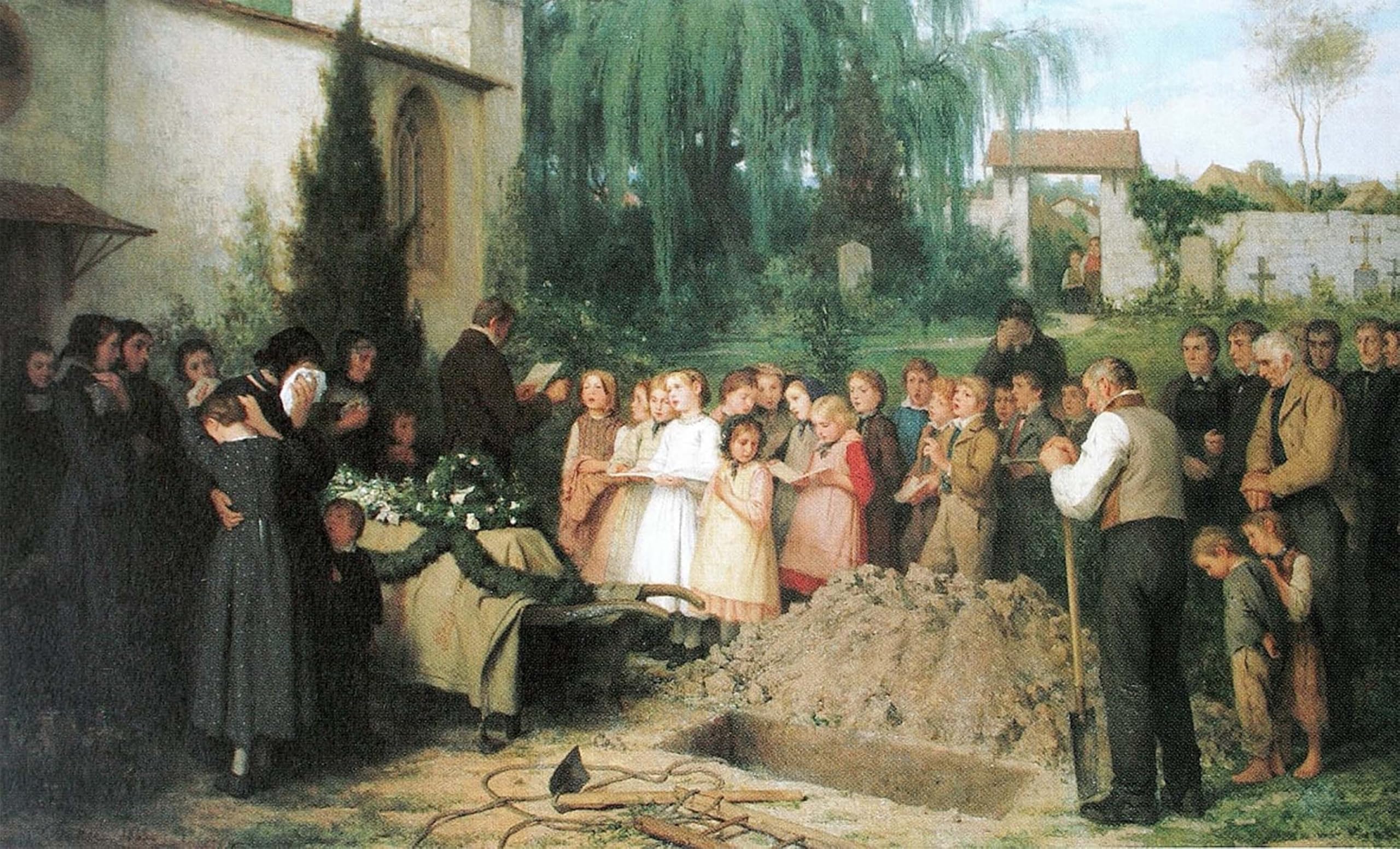 Posters Impression Toile Funérailles d'enfants Albert Anker Art Mural Cassique Maison 60x90