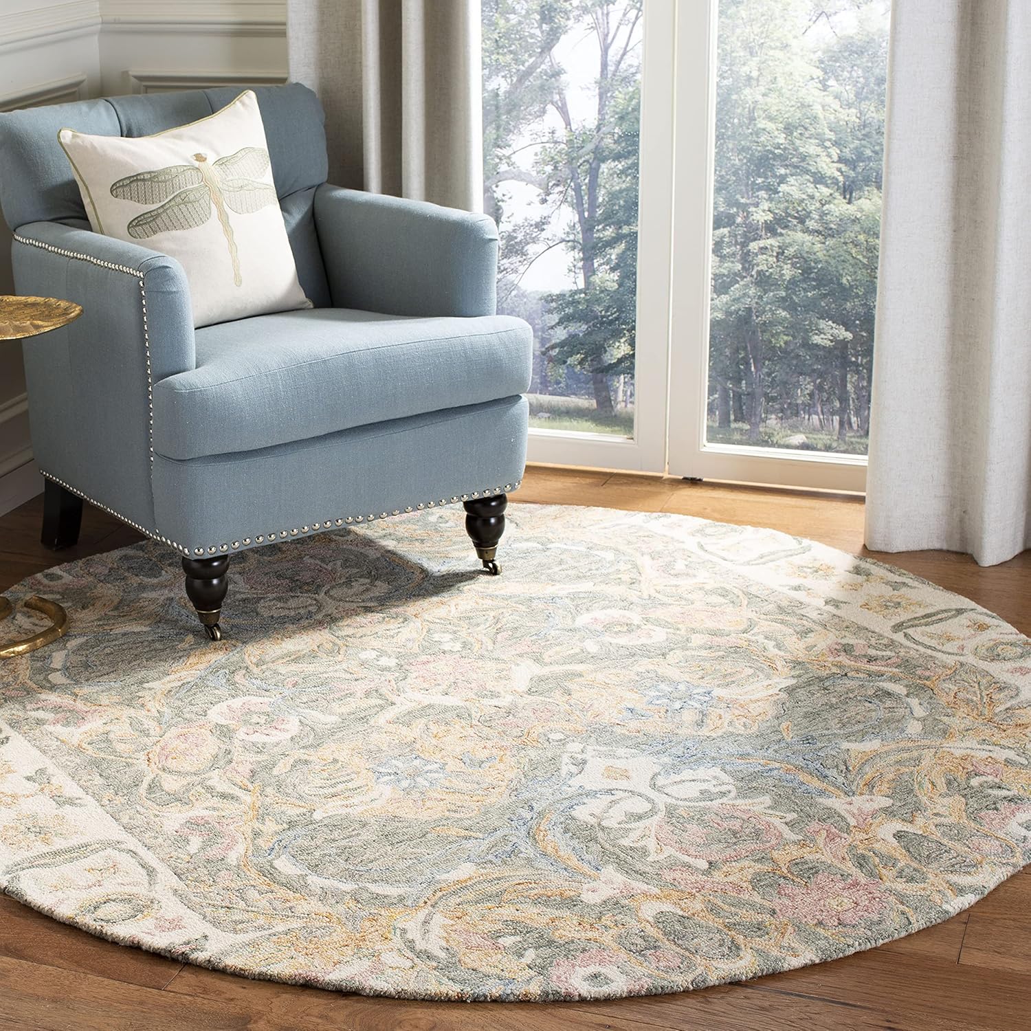 SAFAVIEH Aubusson Collection 2'3" x 8' Ivory / Sage AUB104Y Handmade Traditional Premium Wool Runner Rug