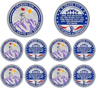 10 Pack Going Above and Beyond Challenge Coins – Bulk Employee Appreciation Recognition Coins, Inspirational Award Tokens for Staff, Coworkers, Colleagues, Office Team Building and Corporate Gifts