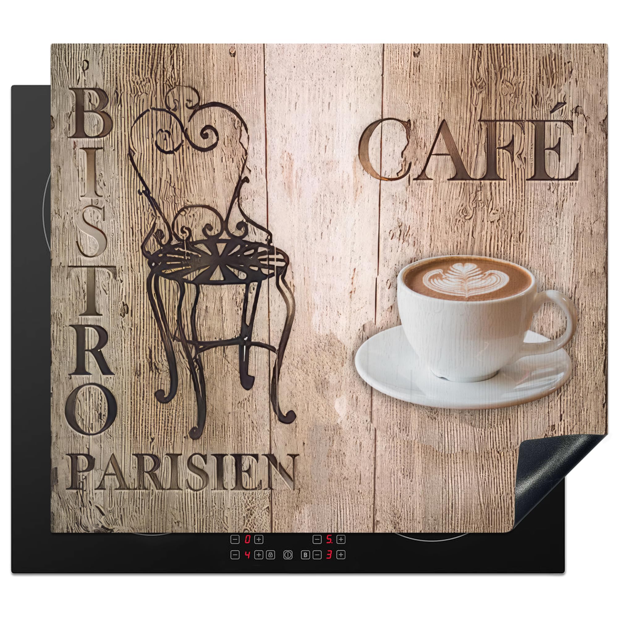 KitchenYeah© Protege Couvre Plaque De Cuisson Décoration Cuisine Tapis Protection Protecteur Induction 60x52 cm Bistro Parisien - Café - Café - Vendanges - 60x52 cm