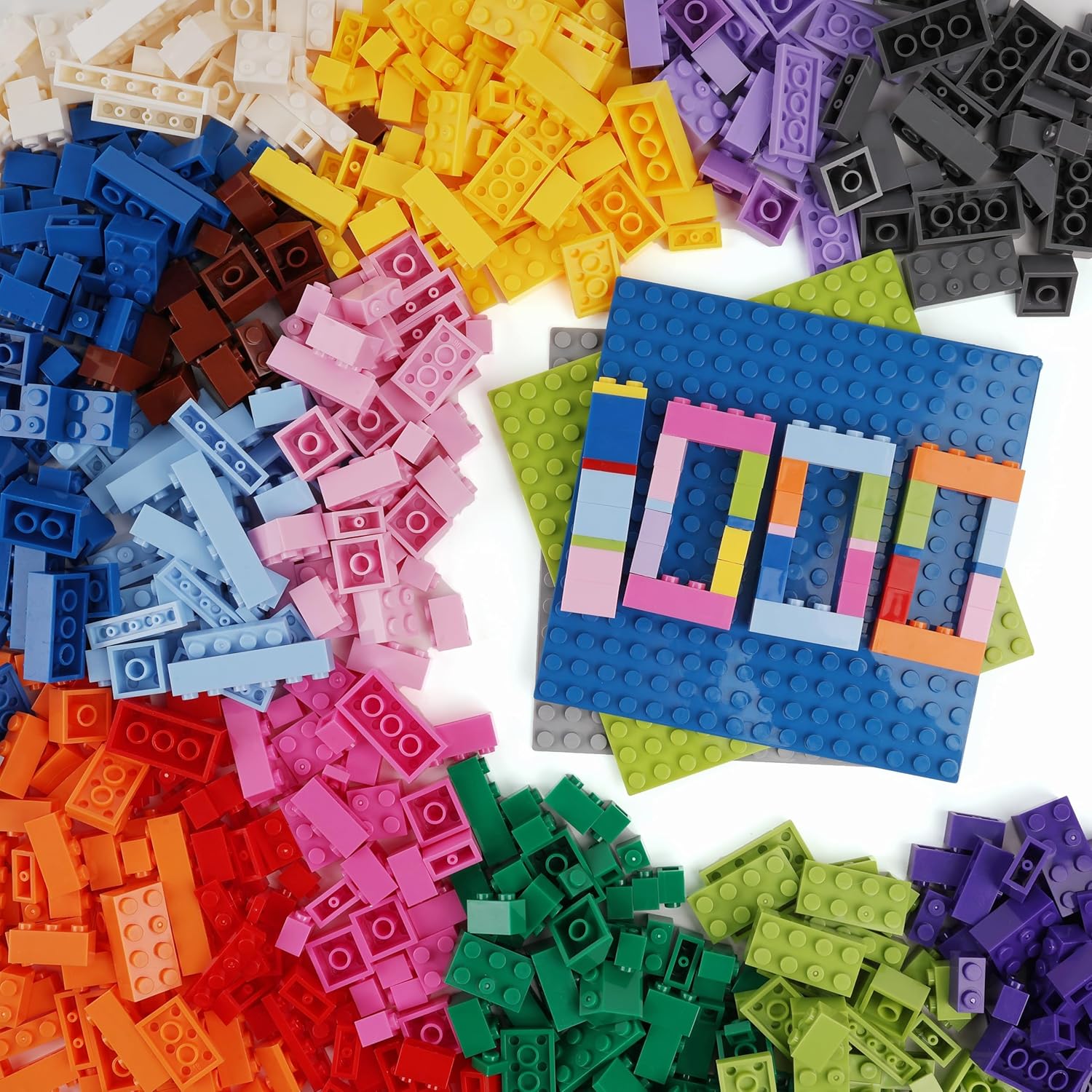 1000 PCS Building Blocks Set, with 3 Baseplates (5" × 5") , Learning Educational Toys for Kids, Classic Compatible Bulk Bricks, Gift Idea, 16 Colors