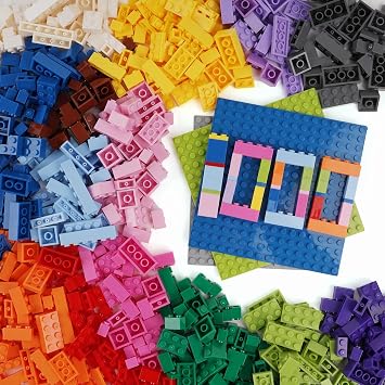 1000 PCS Building Blocks Set, with 3 Baseplates 5" 5" , Learning Educational Toys for Kids, Classic Compatible Bulk Bricks, Gift Idea, 16 Colors