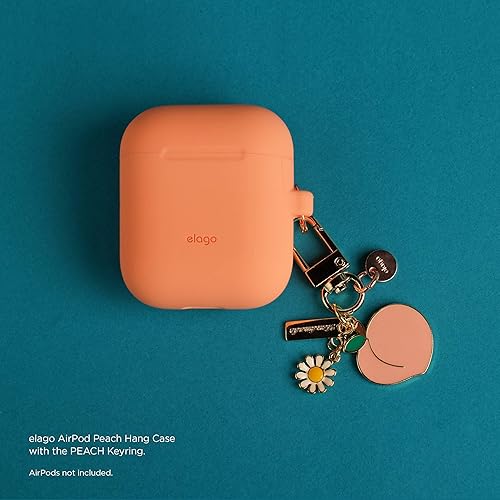 Miniatura 4 de elago Llavero AirPods melocotón Dije para AirPods, bolso, bolso, mochila, bolsa, llave de coche, llavero duradero, material resistente, bonitos