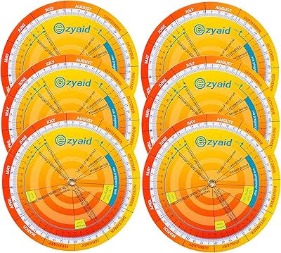 Ezyaid Pregnancy Wheel (Pack of 6), Due Date OB-GYN Calculator for Pregnant Women/Healthcare Providers, Gestational EDC/EDD Wheel with CRL, BPD, HC AC and FL Guide