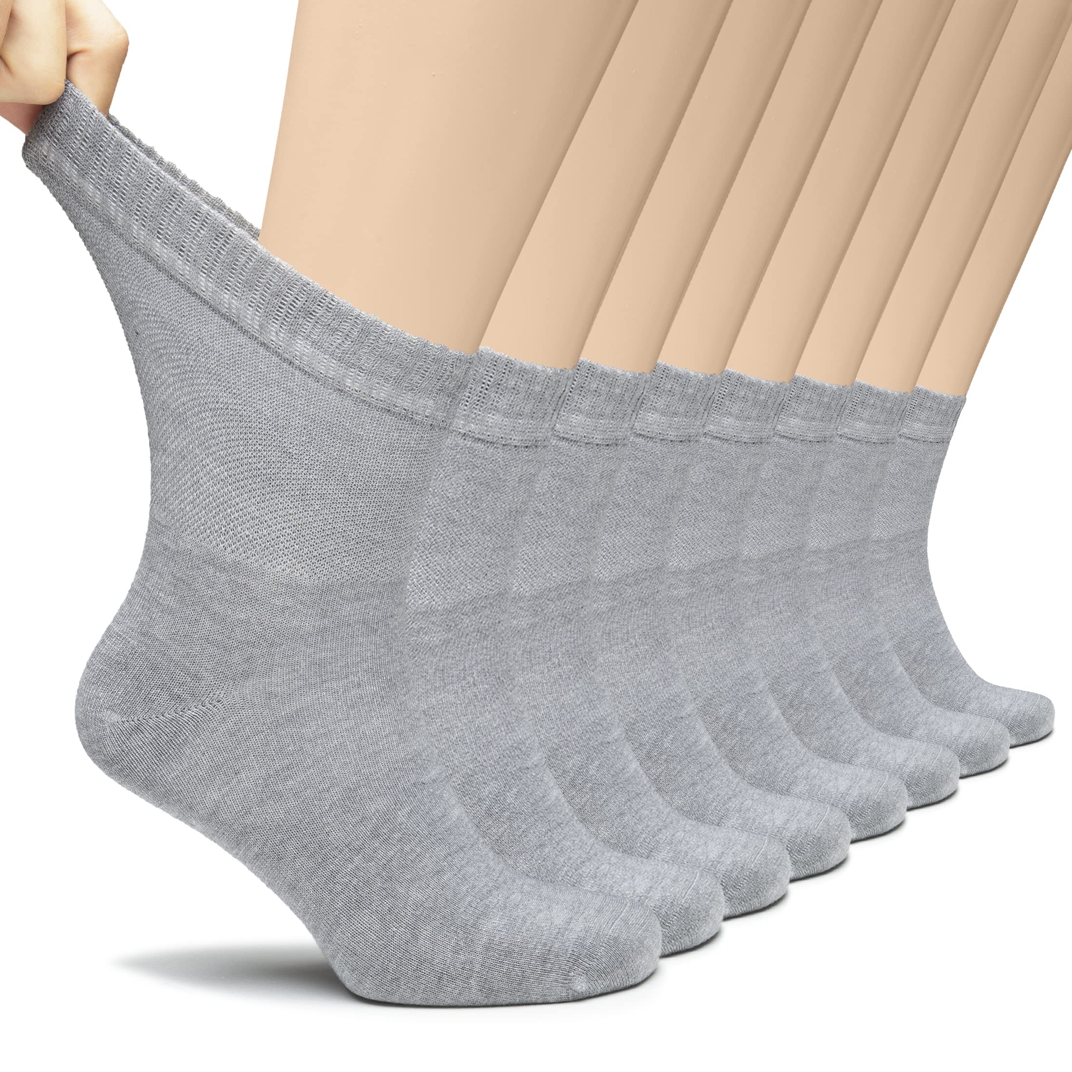 Hugh UgoliDiabetic Socks for Men, Loose Ankle Socks, Bamboo, Extra-Wide, Thin, Seamless Toe, Non-Binding Top, 4 or 8 Pairs