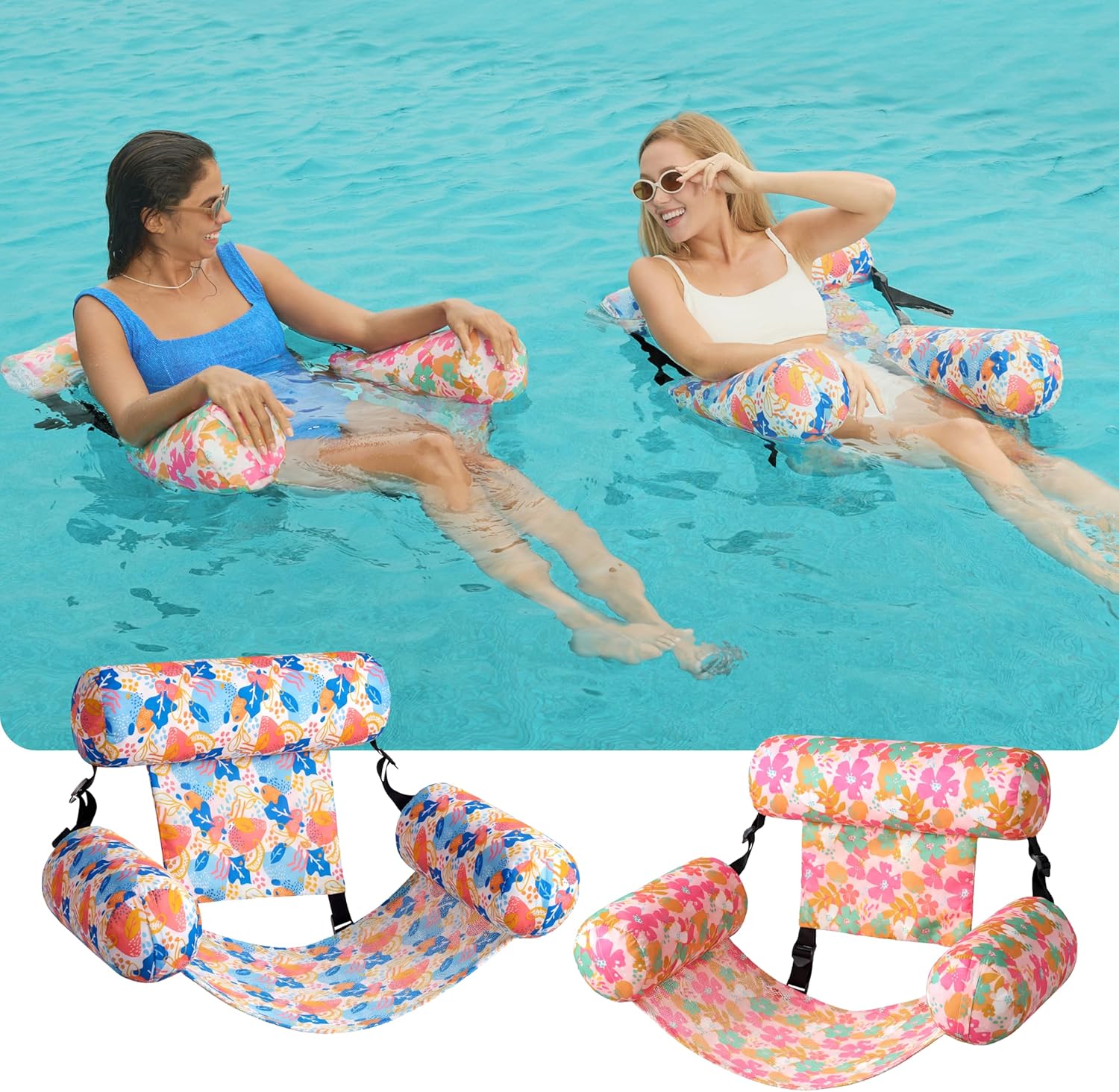 SLOOSH Inflatable Pool Floats Adult,2 Packs Floating Lounge Chairs,Blow up Pool Noodles for Adult Heavy Duty,Floating Chair for Party Summer Water Beach Lake Fun