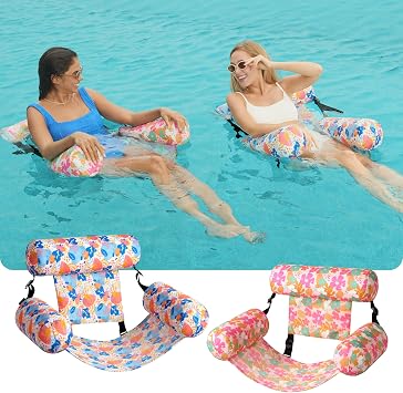 SLOOSH Inflatable Pool Floats Adult, 2 Packs Floating Lounge Chairs, Blow up Pool Inflatables for Adult, Inflatable Chair for Party Summer Water Beach Lake Fun
