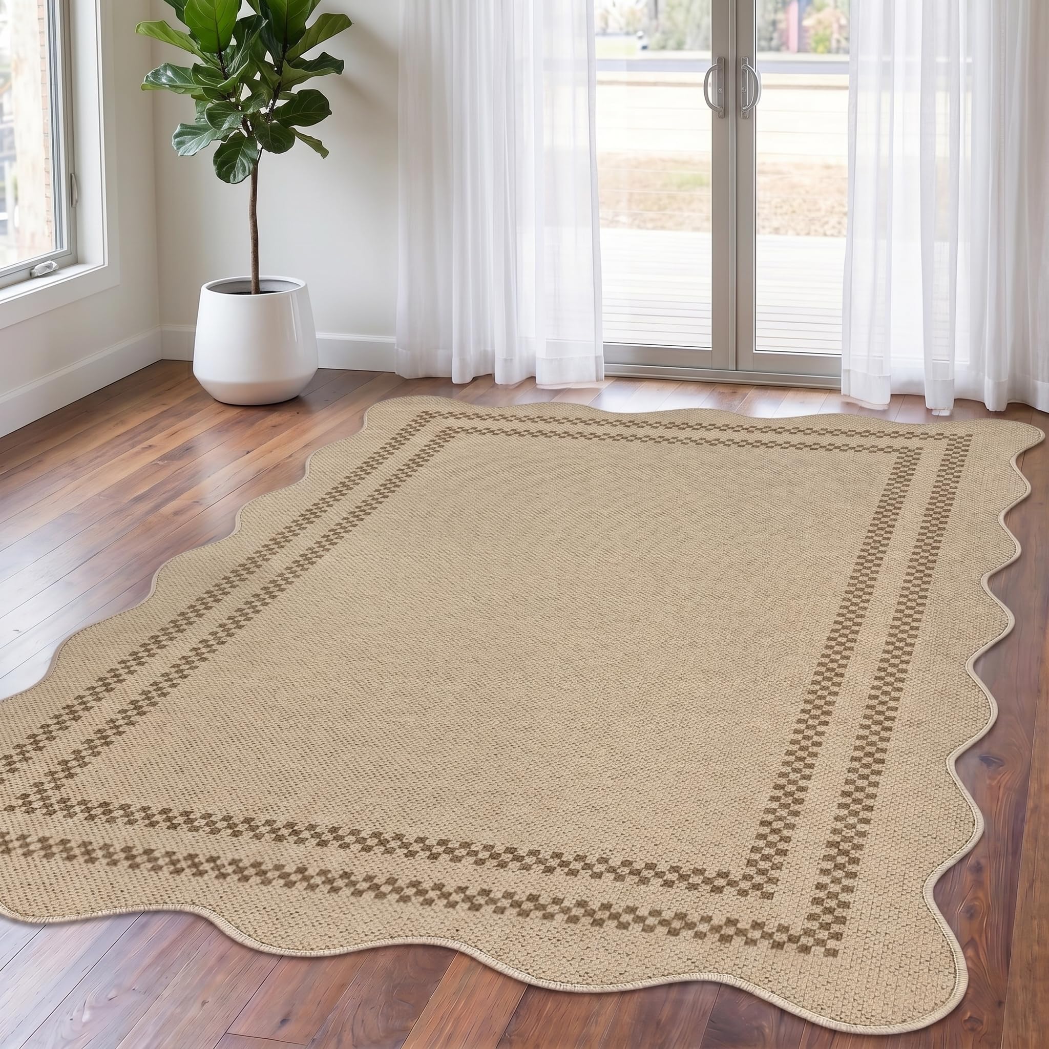 LITTLE TREE Vintage Braun Teppich 200 x 300 cm Jute-Look rutschfest