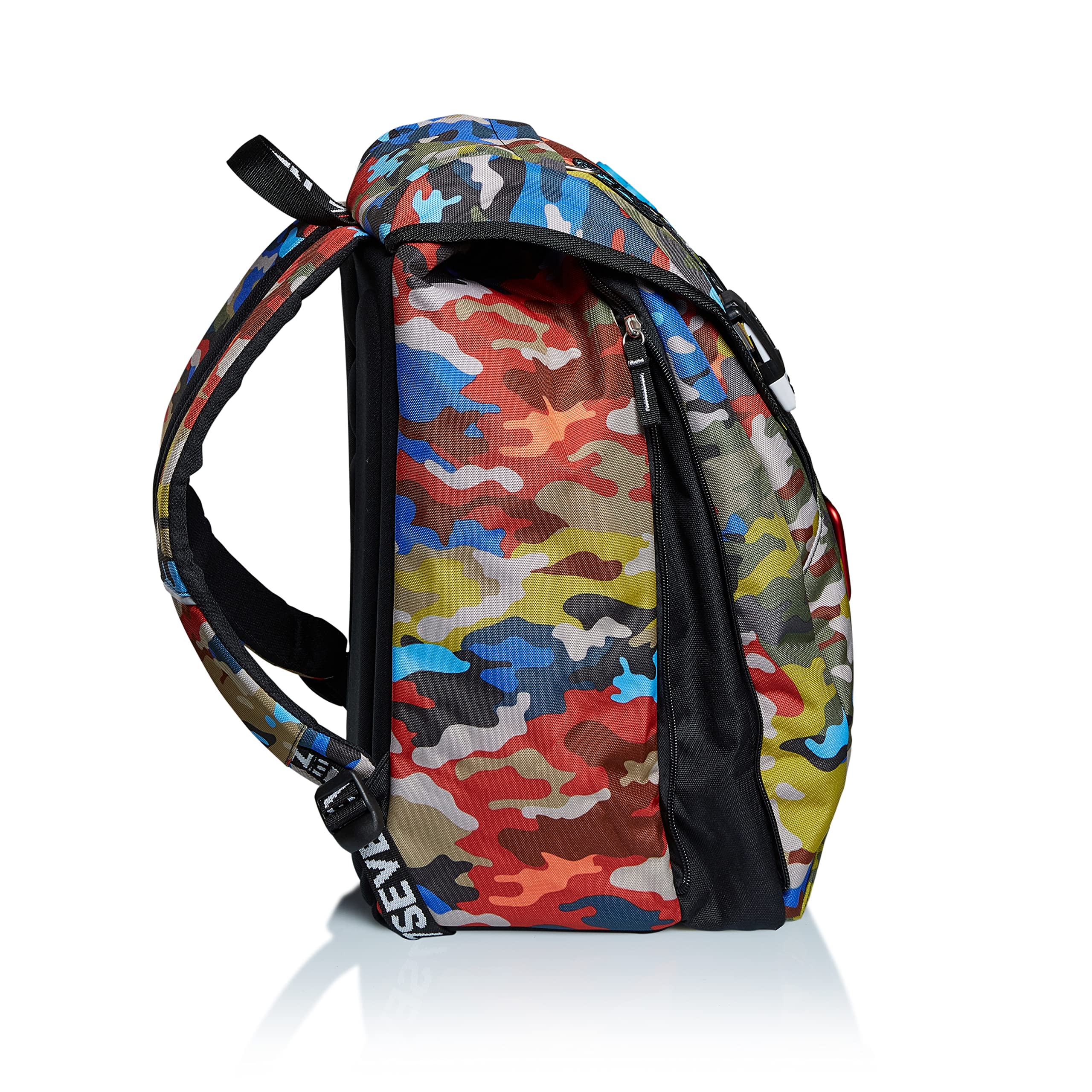 Zaino Scuola Estensibile SEVEN - ADVENTURE CAMO, Verde Militare, 28 Lt + Coprizaino Antipioggia Impermeabile