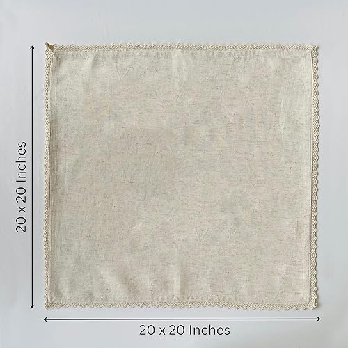 Miniatura 8 de Fingercraft Servilletas de mesa, mezcla de algodón, paquete de 12 servilletas de mesa pequeñas de calidad premium con encaje clásico marfil de 12