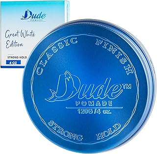 Dude Pomade for Men, Strong Hold Hair Gel with Medium Shine Locks Hair in Place without Flakes - Water Based, Lightly Scen...