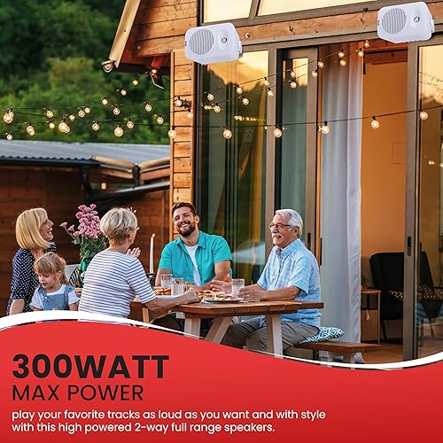 Vista 13 de Pyle Par de altavoces para interiores y exteriores – Sistema de altavoces de rango completo de 2 vías de 300 vatios a prueba de agua dual de 4 Negro