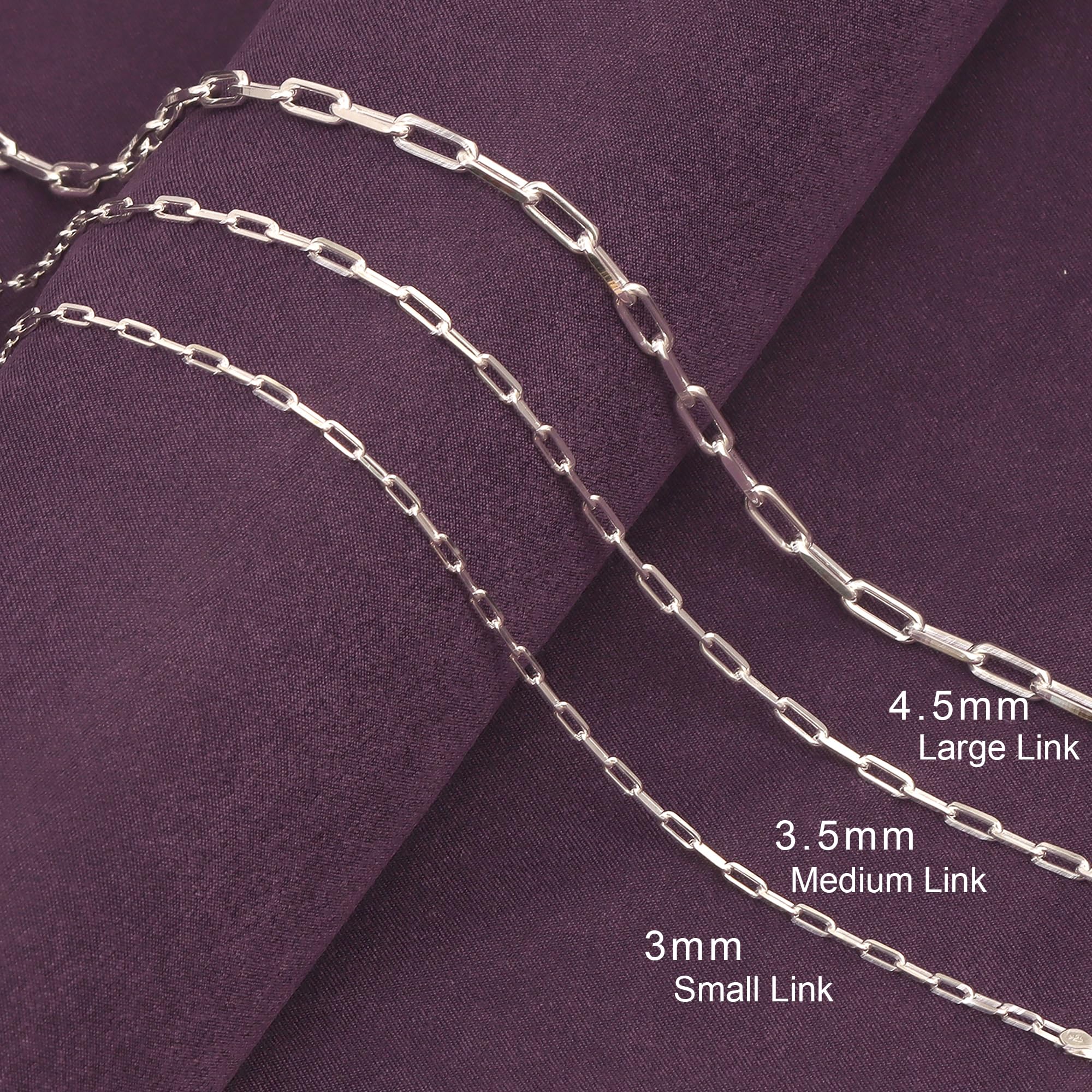 LeCalla Links Plata de ley joyería italiana 0.118 in 0.138 in 0.177 in clip de papel cadena collar para adolescentes mujeres hombres 16 18 20 24 pulgadas