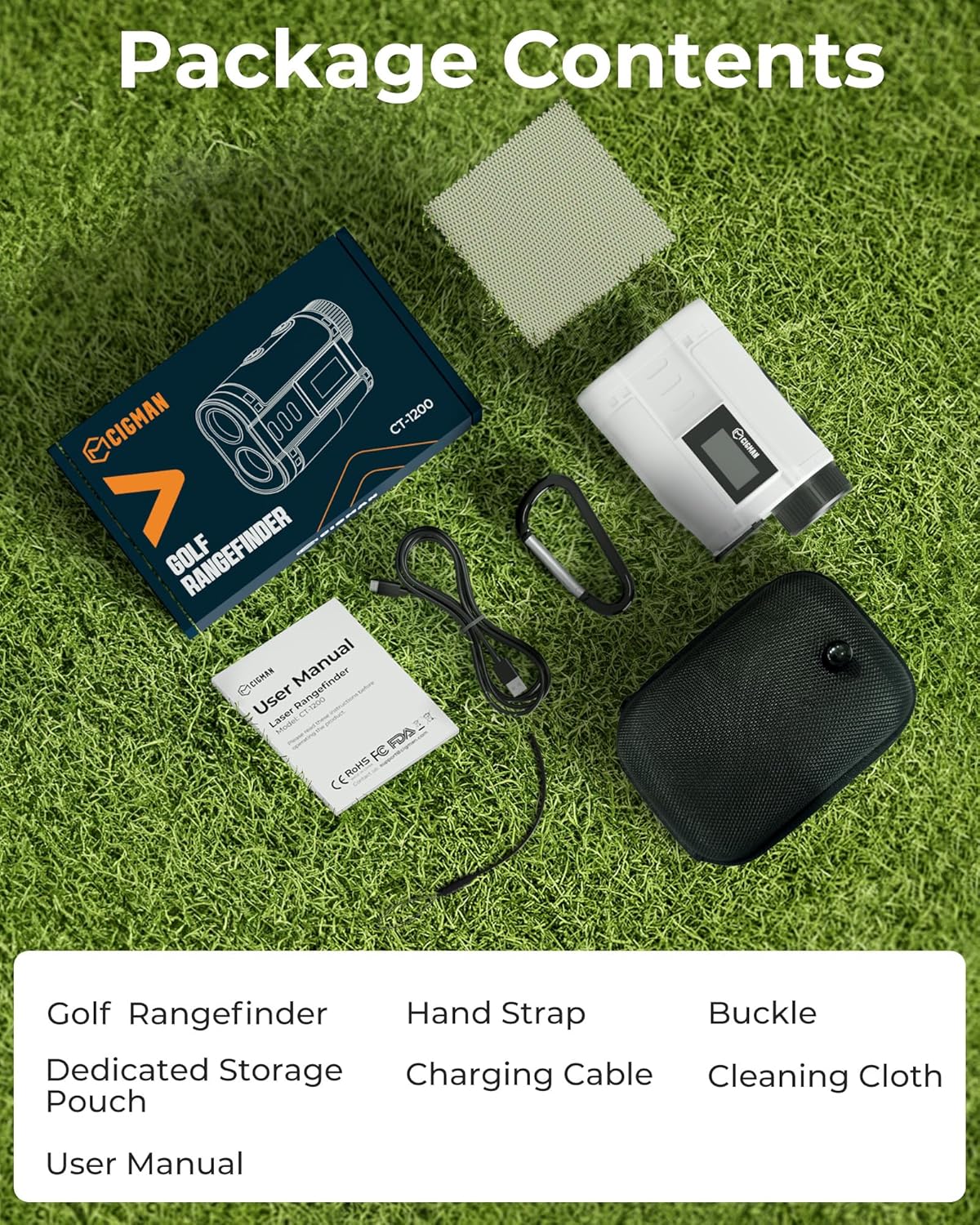 Golf Rangefinder with Slope, CIGMAN 1312 Yards Range Finder Golf, External Color Display, Flag Lock Vibration, 6X Magnification, Rechargeable Laser Range Finder with Magnetic, Ideal Golf Accessories - Image 8