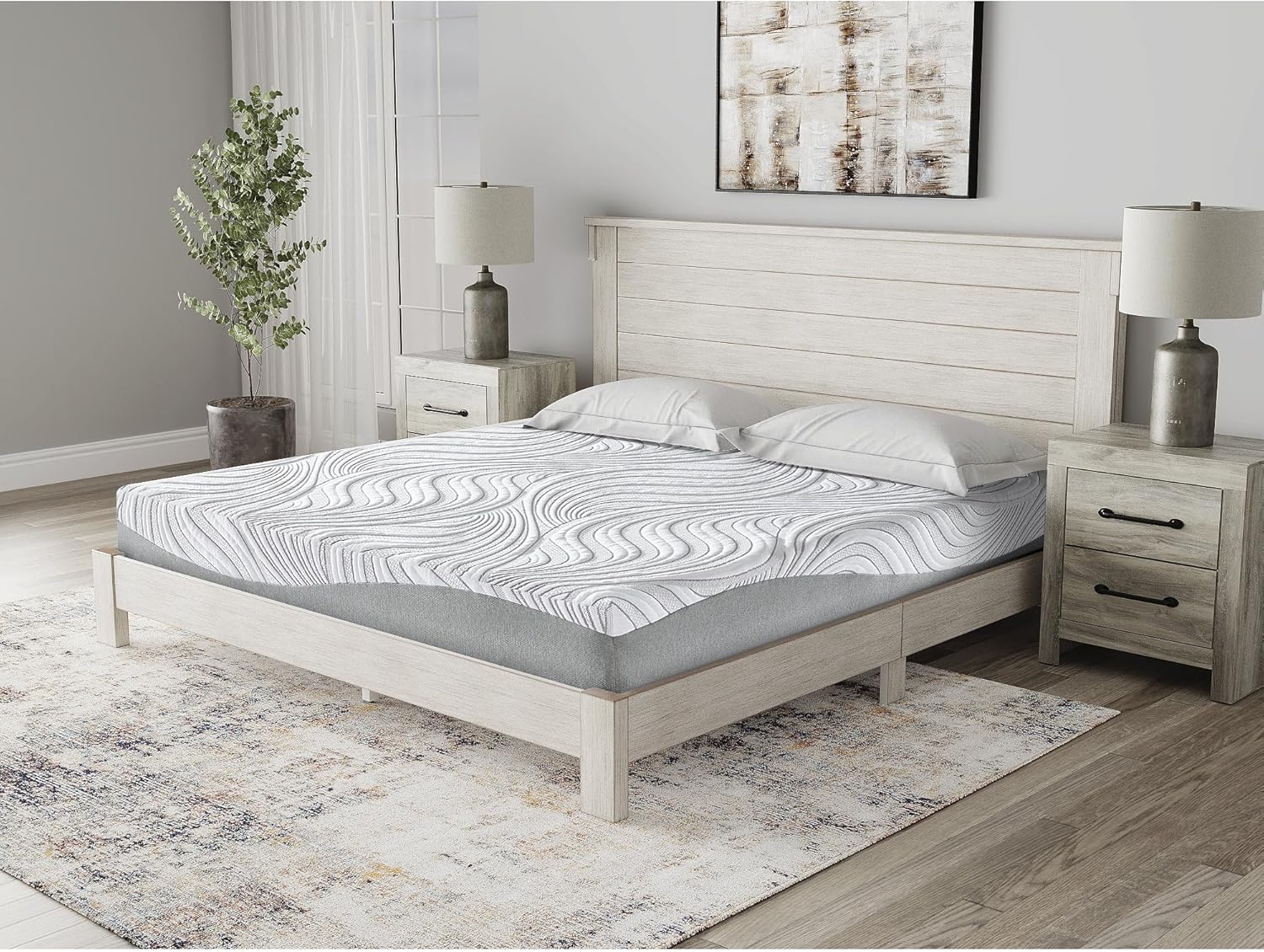 Signature Design by Ashley 8" Firm California King Mattress with Memory Foam, Firm Support Foam, Adjustable Base Compatible, 72" W x 83.5" D x 8" H, White