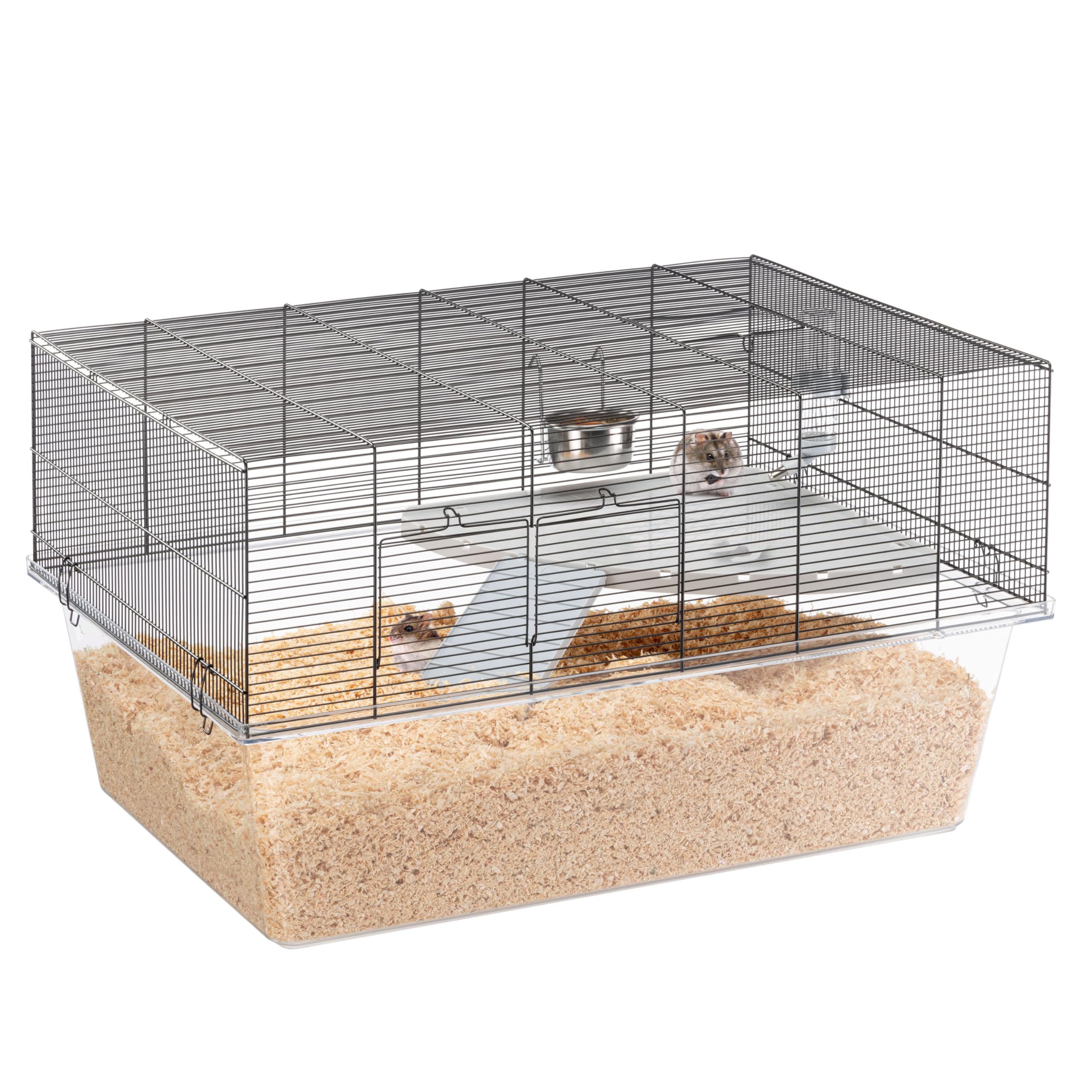 Ferplast Glassy 80 Hamsters, Mouse Cage and Gerbils - Accessorised with 2 Levels for Small Animals, Tall and Spacious Base, Doors with Safety Hook, 78.5 x 57.5 x 44.5 cm