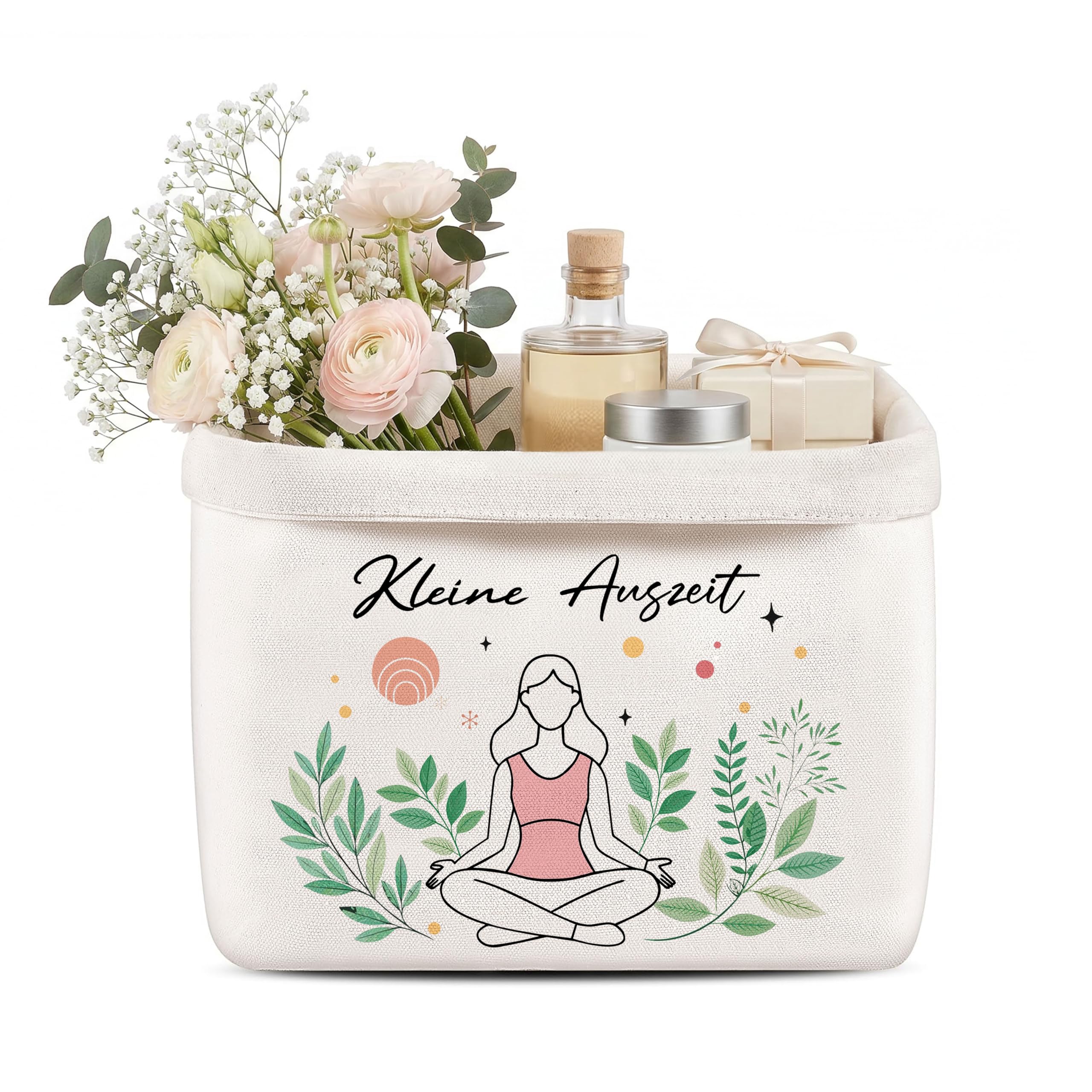 Geschenkkorb Korb für Geschenke-Kleine Auszeit,Wellness Geschenke für Frauen, Meditationsstil mit Grußkarten,Geschenkkorb Geburtstagsgeschenk für Frauen (KleineAuszeit-B)