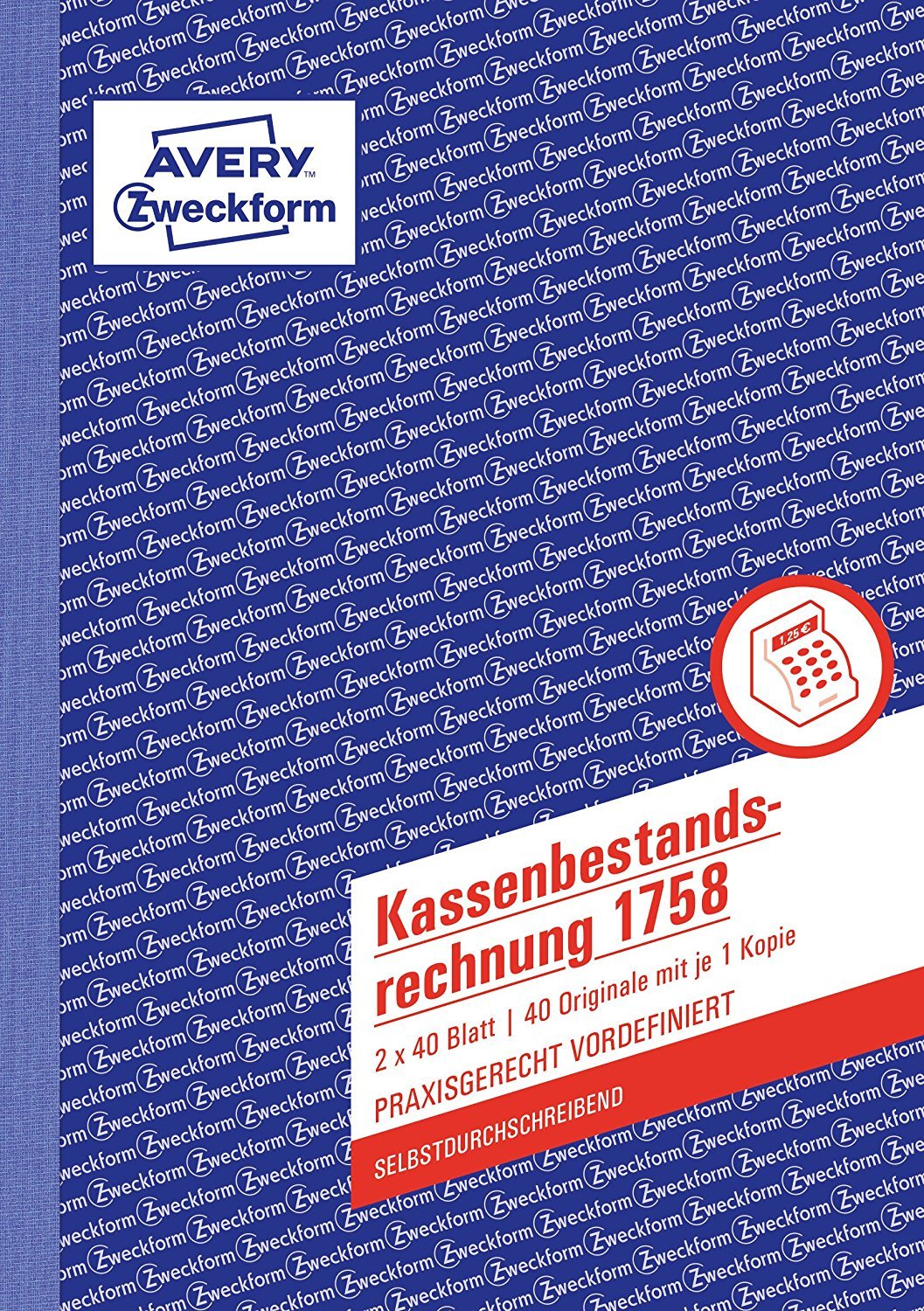 AVERY Zweckform 1758 Kassenbestandsrechnung (A5, selbstdurchschreibend, 2x40 Blatt) weiß/gelb (10 Stück)