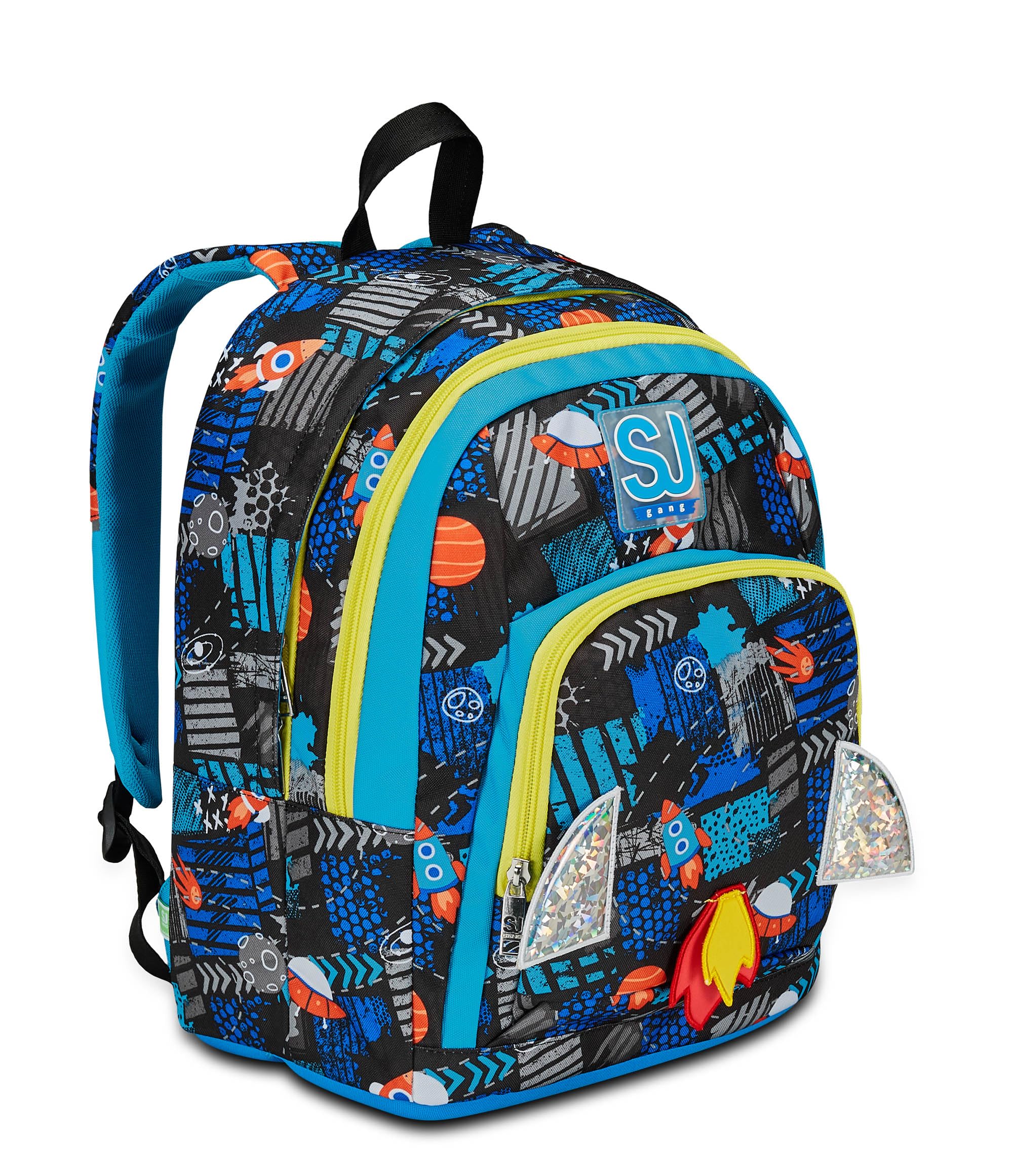 SJ Gang Zaino Scuola Advanced, Blu, Go to Space, Zaino Doppio Scomparto Con Tasca Porta PC o Tablet, Tasca Porta Borraccia e Organizer, Zaino Scuola Elementare, Zaino Bambino