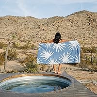 Vista 7 de Laguna Beach Textile Co. Toalla de playa Tropical Cabana - De gran tamaño, de felpa, 630 GSM de algodón - Azul Agave