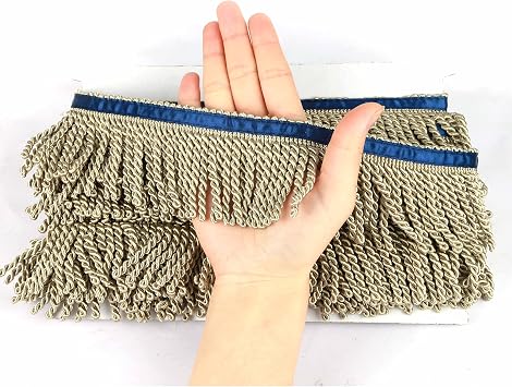 5 Yard Long 2.5 Inches Wide Bullion Fringe Trim and Embellishments Fabric Trims Sewing DIY Decoration for Curtain Sofa Clothes (Dark Beige, 5 Yard)