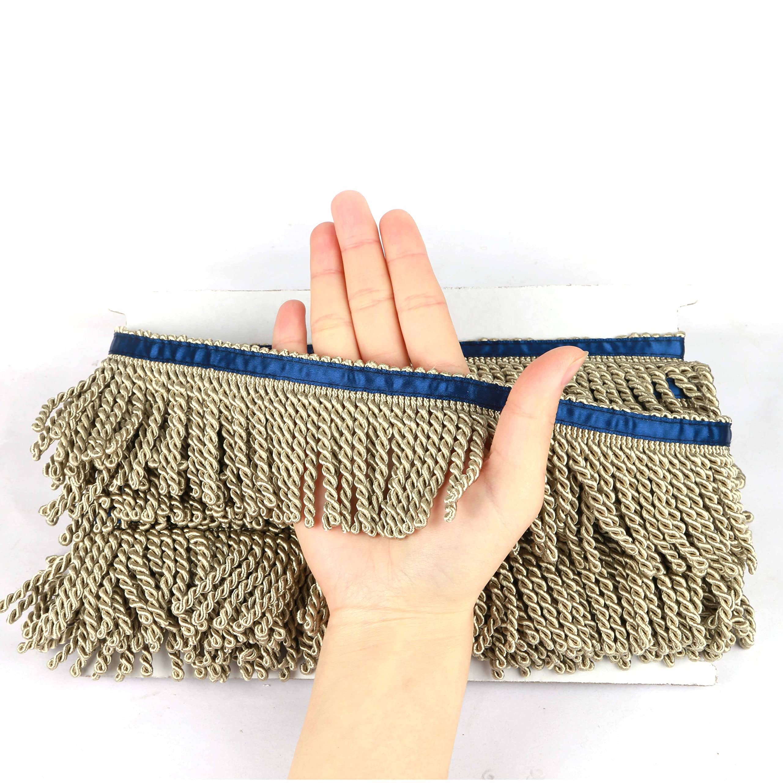 Garniture à franges beige foncé de 6,3cm pour couture et tissu