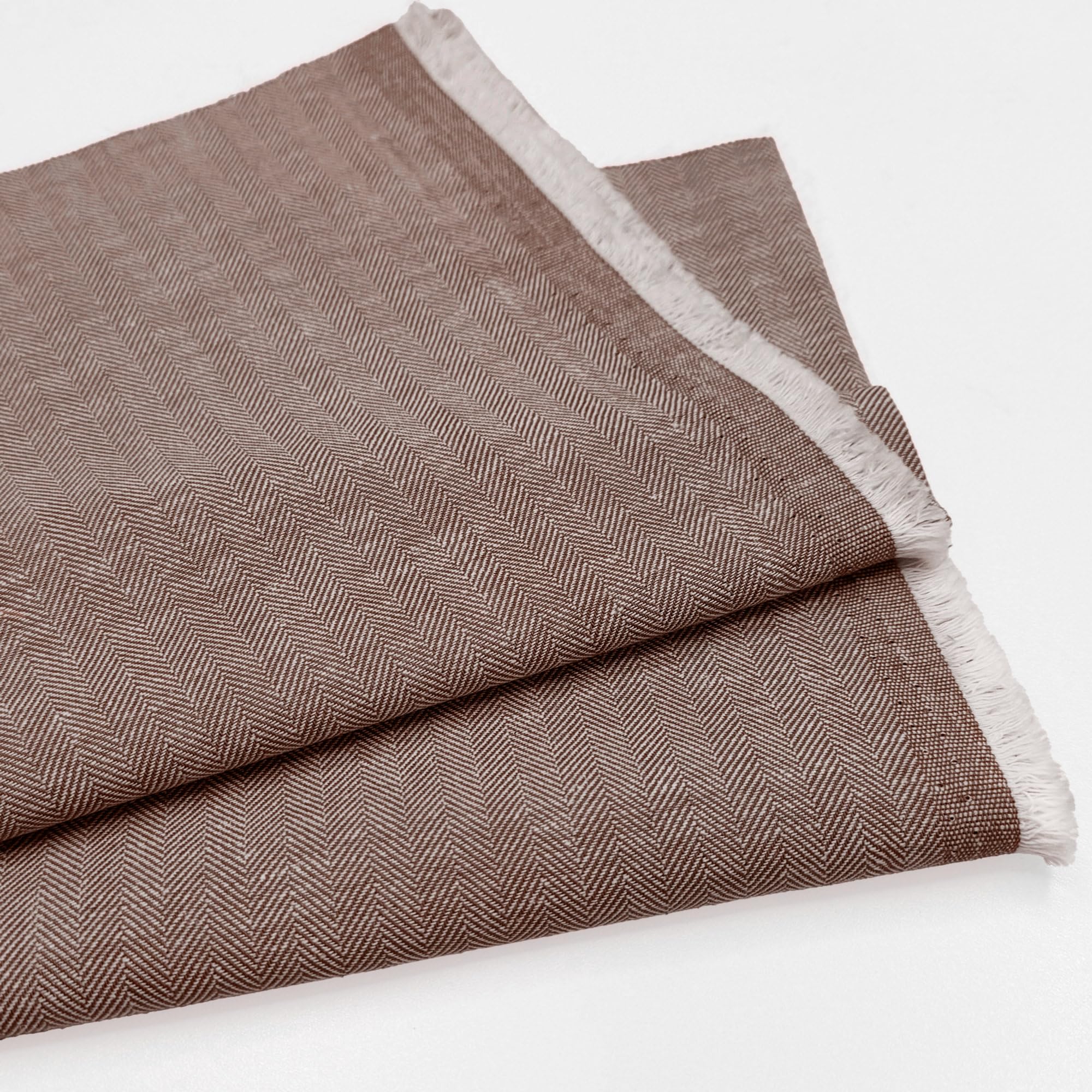 Discover Lifestyle & Fashion Fabrics Chocolate Herringbone Zig Zag Linen Cotton Blend Fabric – Soft Dressmaking, Upholstery, Curtains, Cushions & Craft Textile | 58" (147 Cm) Wide (Per Metre, )